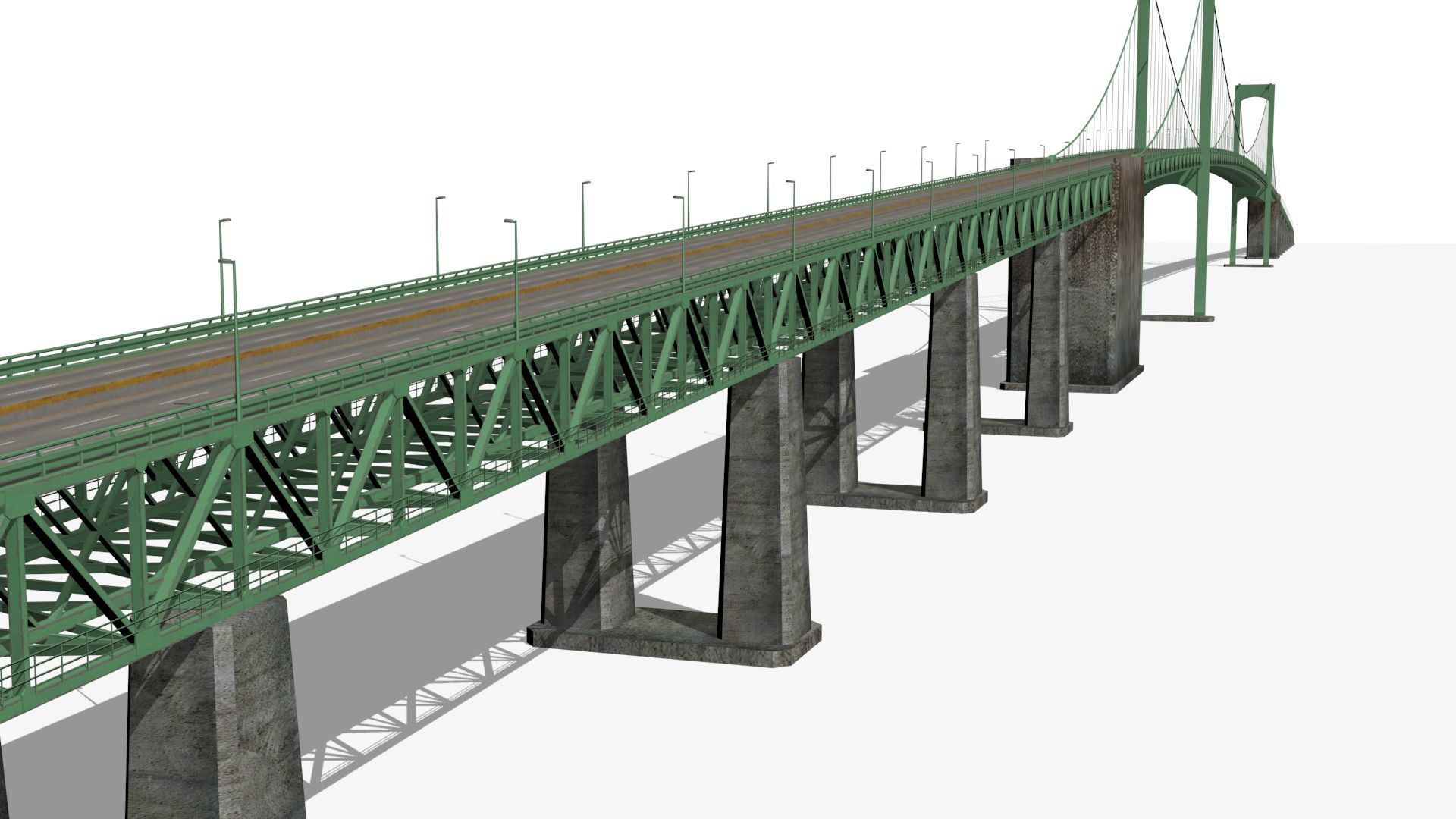 Walt Whitman Bridge Low-poly 3D model_4
