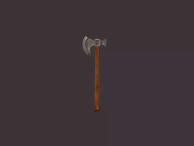 Battle axe from the Middle Ages Low-poly 3D model