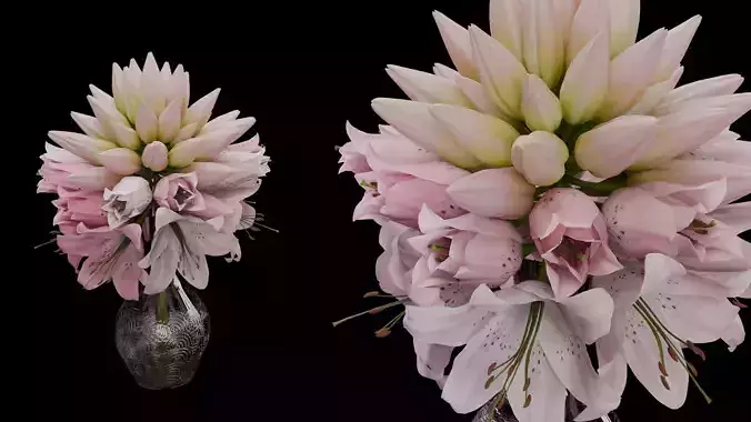 Flower Bouquet in Glass Vase 3D model