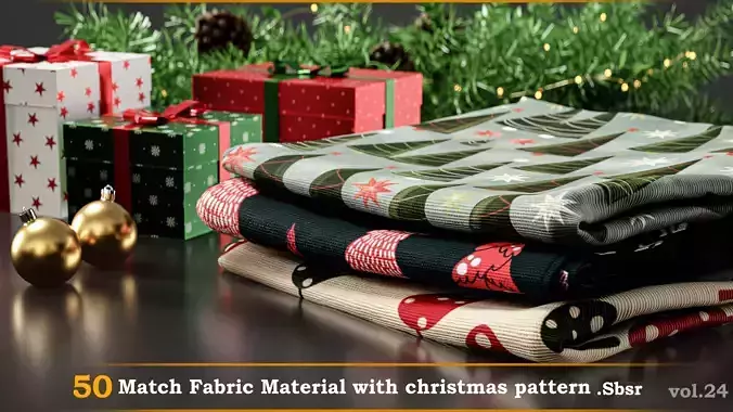 50 Match Fabric Material with Christmas pattern-sbsr-vol-24