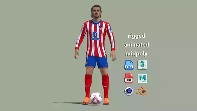 Griezmann Atletico Madrid 24-25 animation 3D model