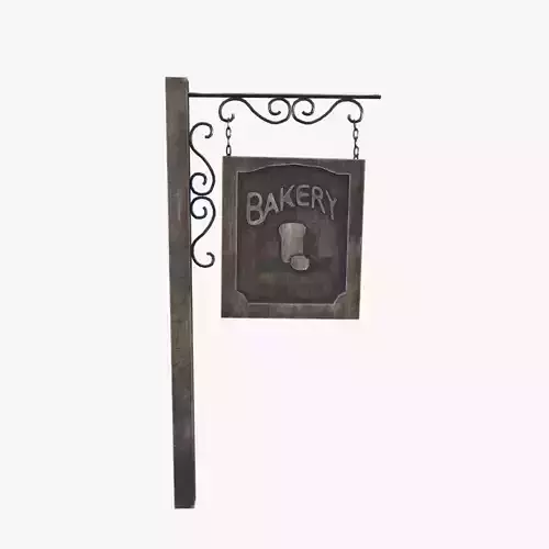 Medieval Sign Board Low-poly 3D model