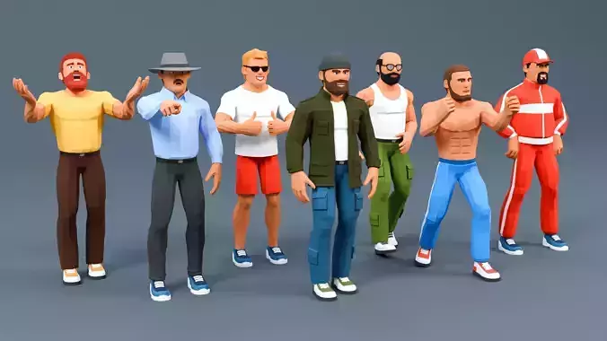 Modular man low-poly stylized Low-poly 3D model