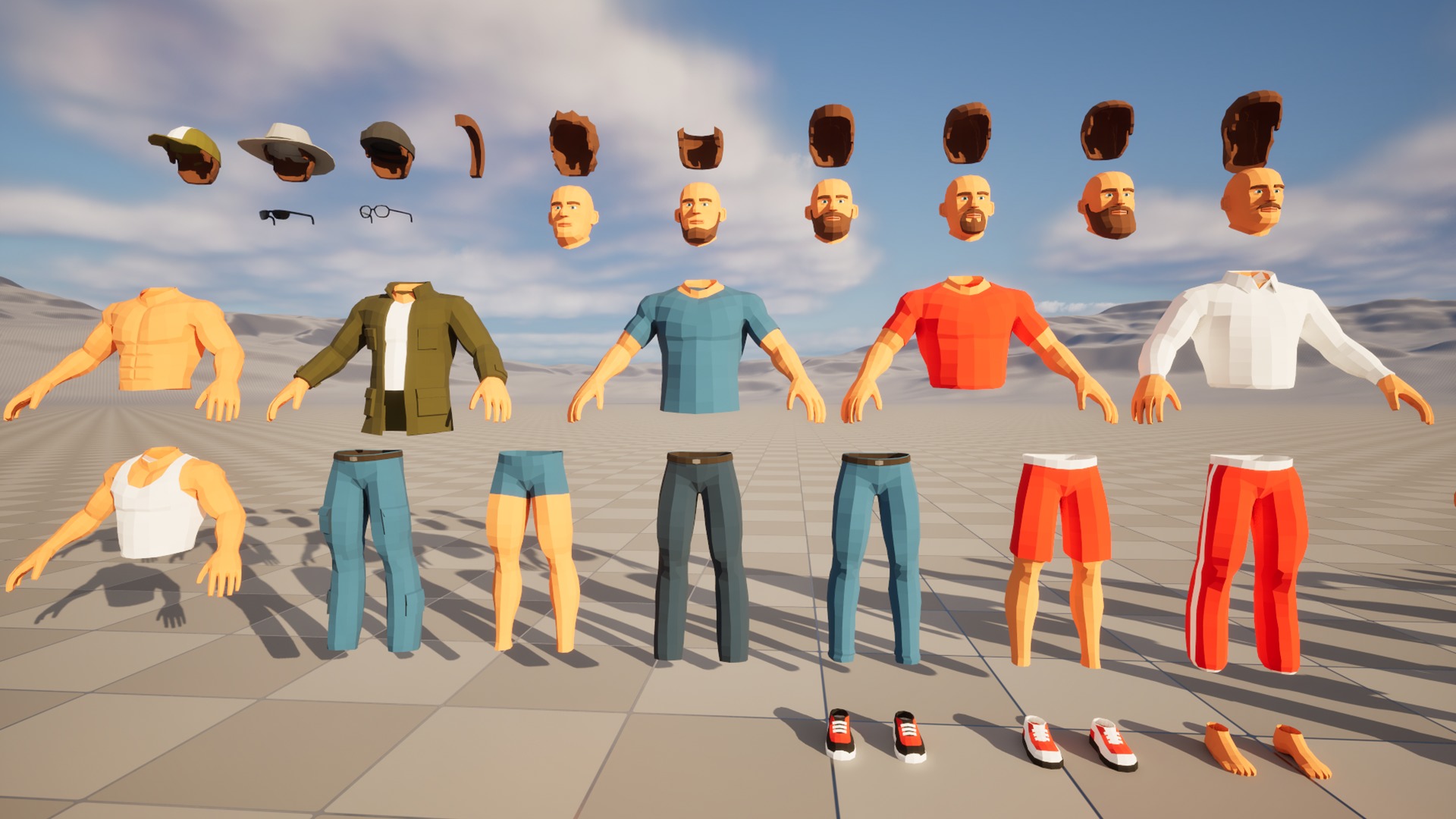 Modular man low-poly stylized Low-poly 3D model_4