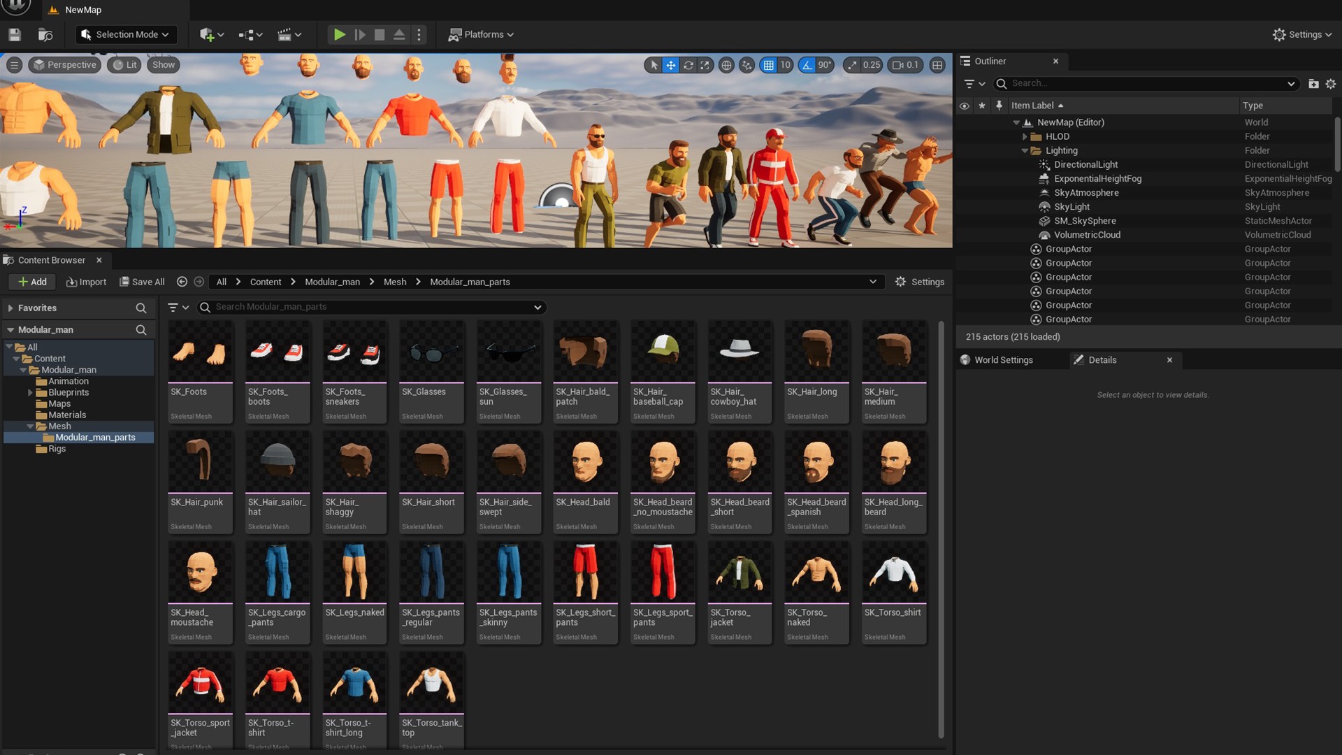 Modular man low-poly stylized Low-poly 3D model_6