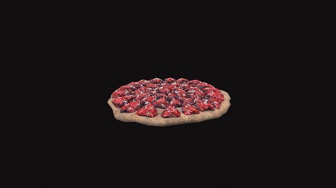Medieval Strawberry Bread Tart Low-poly 3D model 7