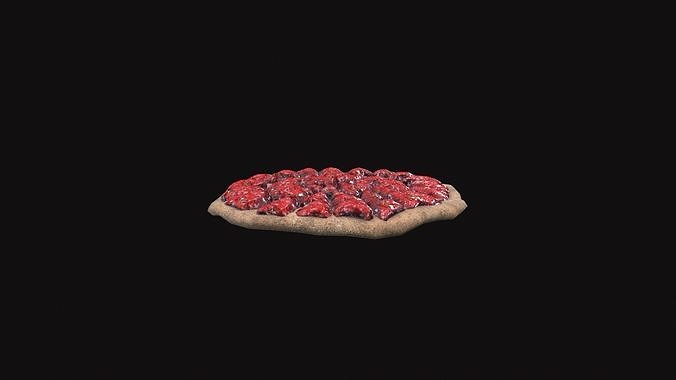 Medieval Strawberry Bread Tart Low-poly 3D model 2