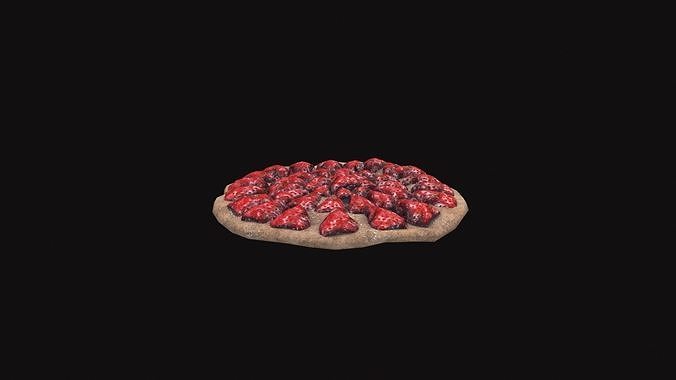 Medieval Strawberry Bread Tart Low-poly 3D model 4