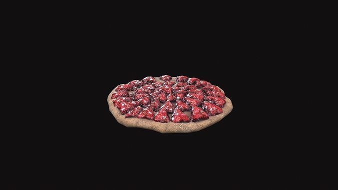 Medieval Strawberry Bread Tart Low-poly 3D model 3