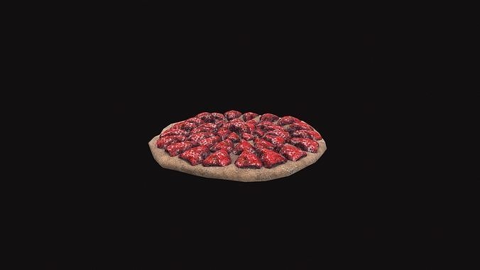 Medieval Strawberry Bread Tart Low-poly 3D model 6