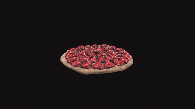 Medieval Strawberry Bread Tart Low-poly 3D model 5
