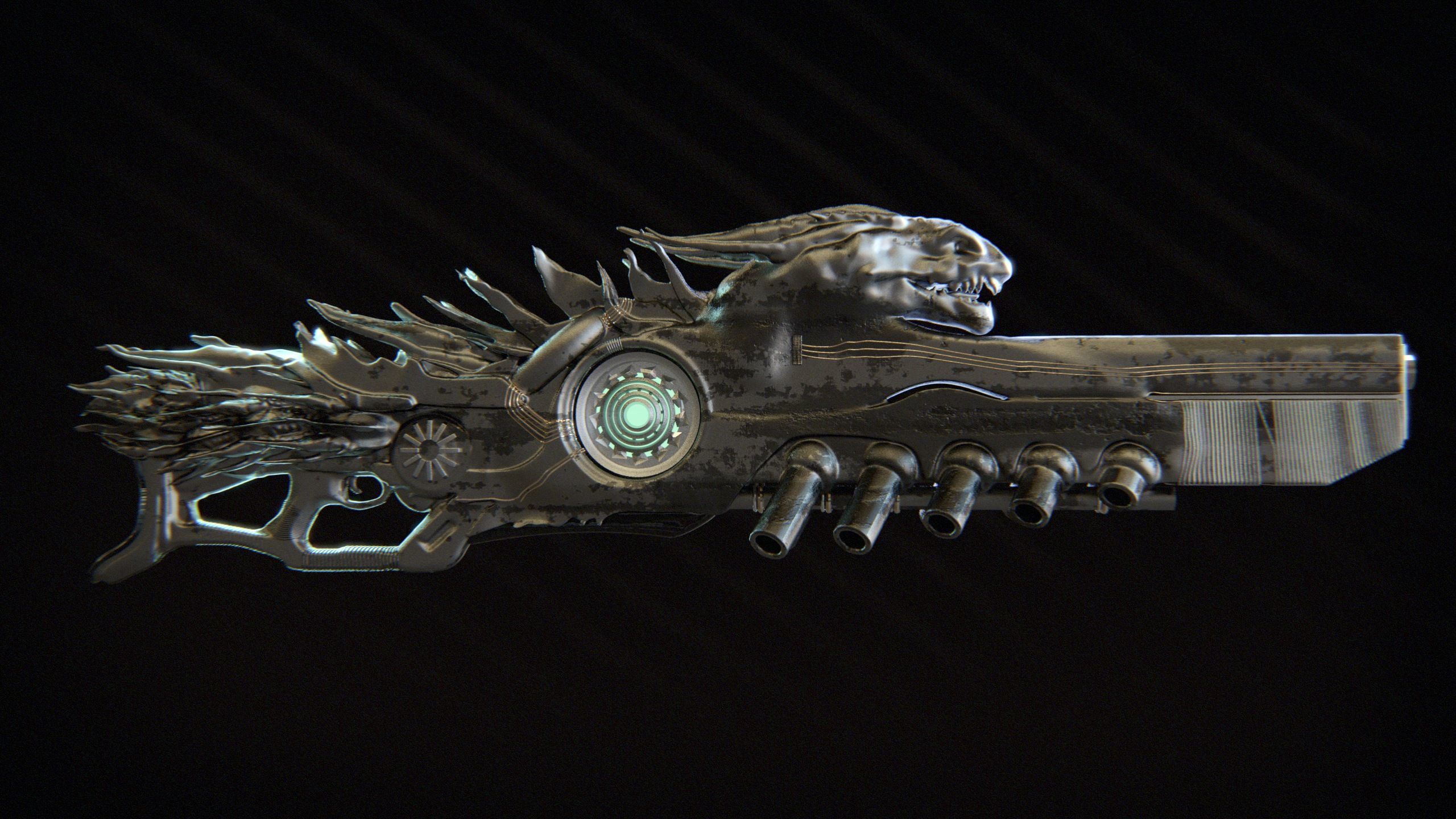 High-Detail Alien Blaster Weapon 3D model_4