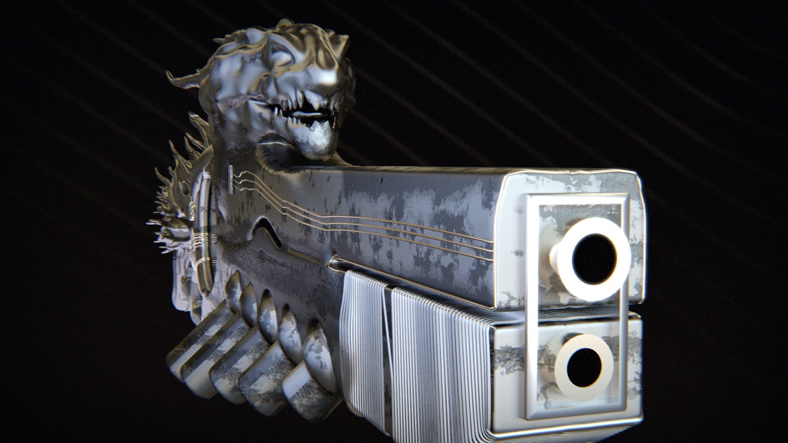 High-Detail Alien Blaster Weapon 3D model_15