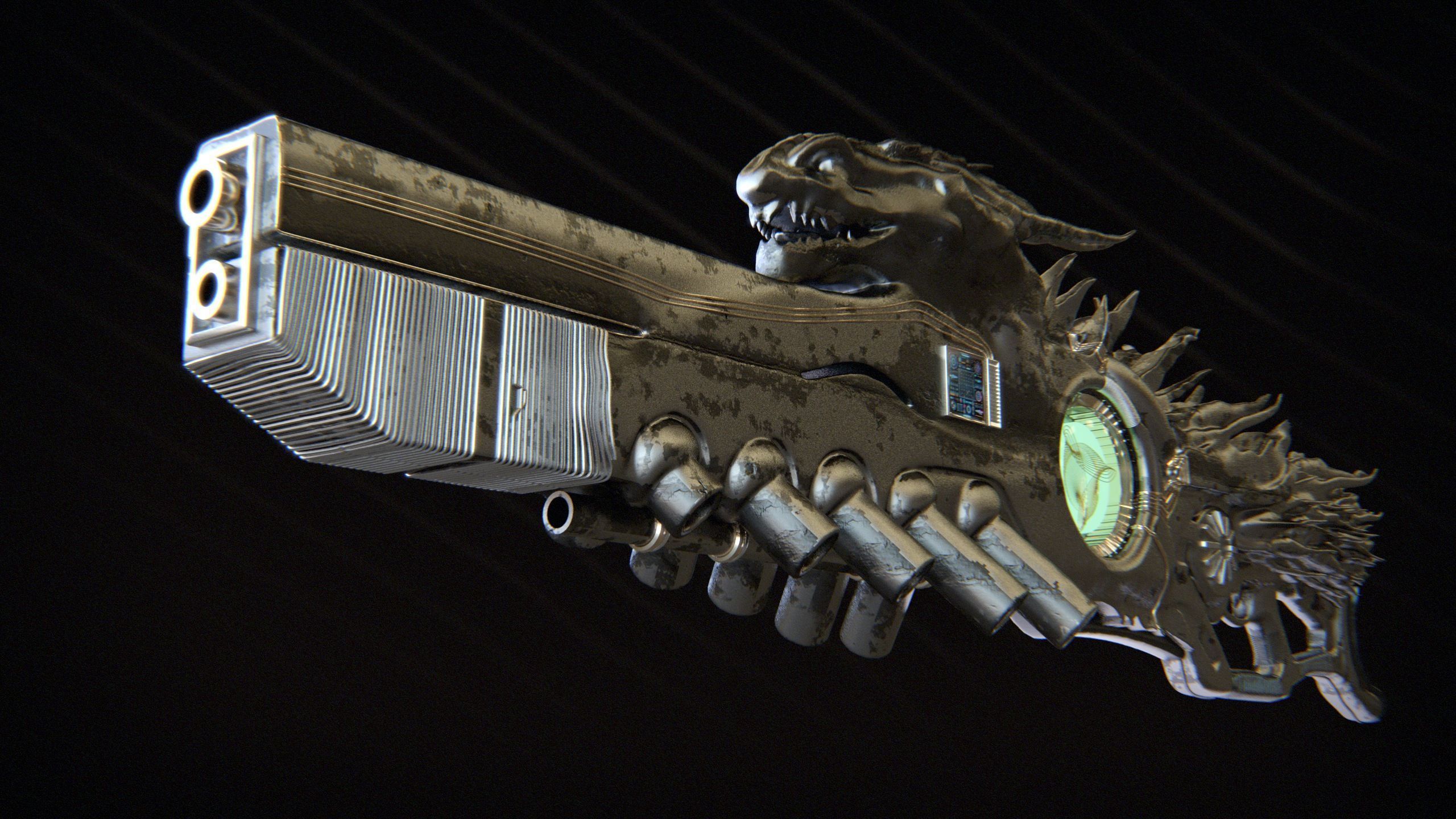 High-Detail Alien Blaster Weapon 3D model_14