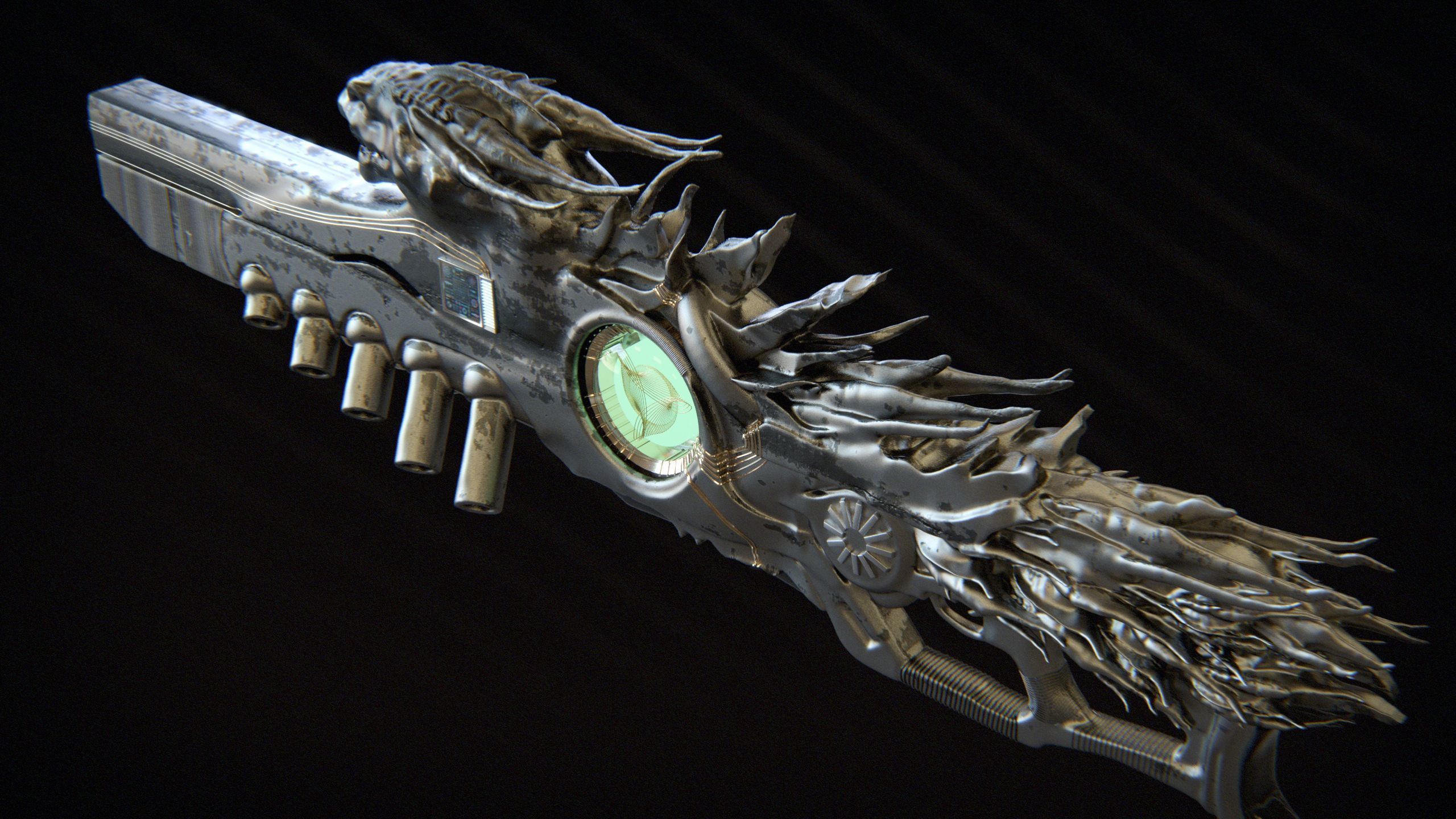 High-Detail Alien Blaster Weapon 3D model_9