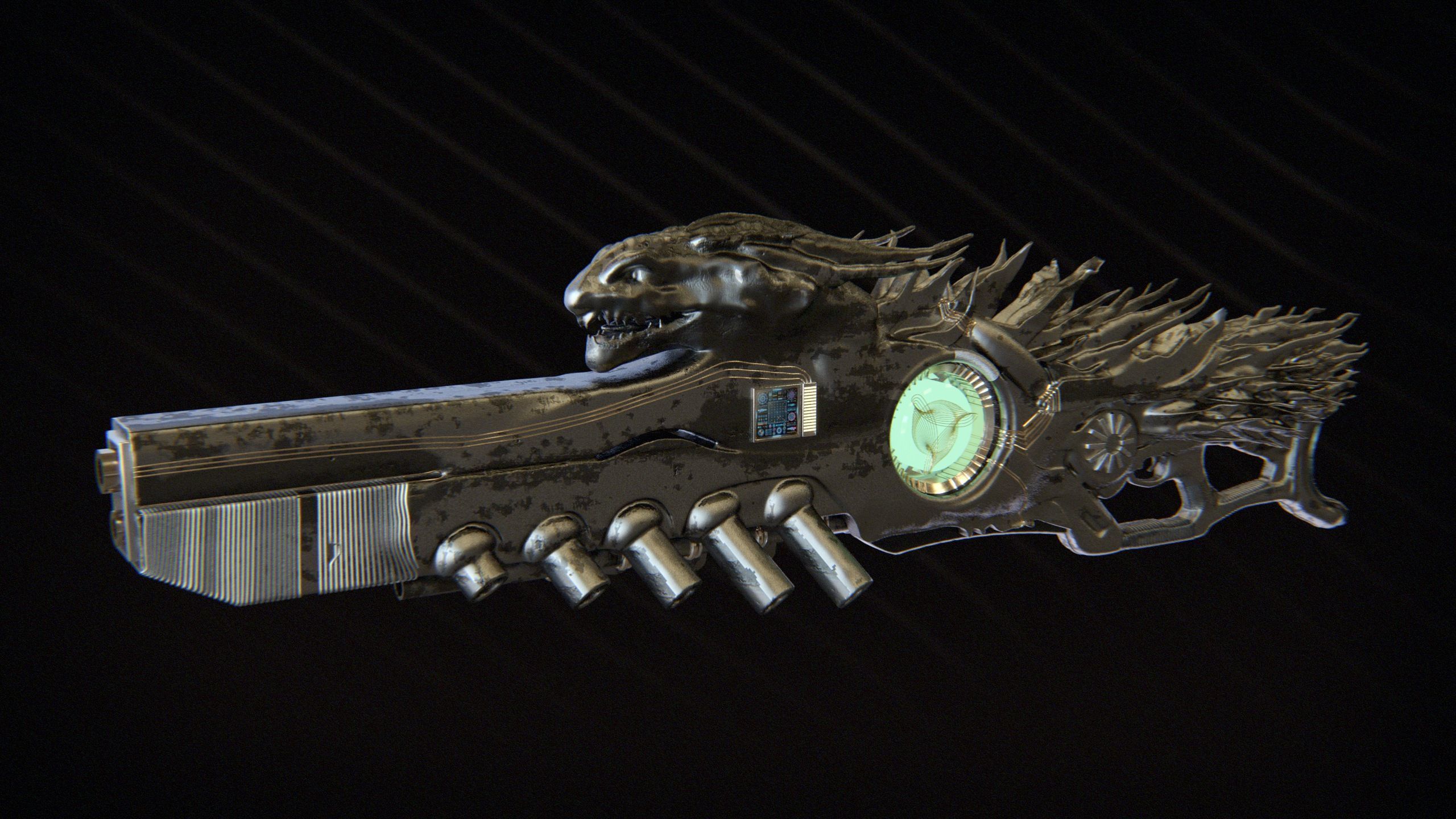 High-Detail Alien Blaster Weapon 3D model_16
