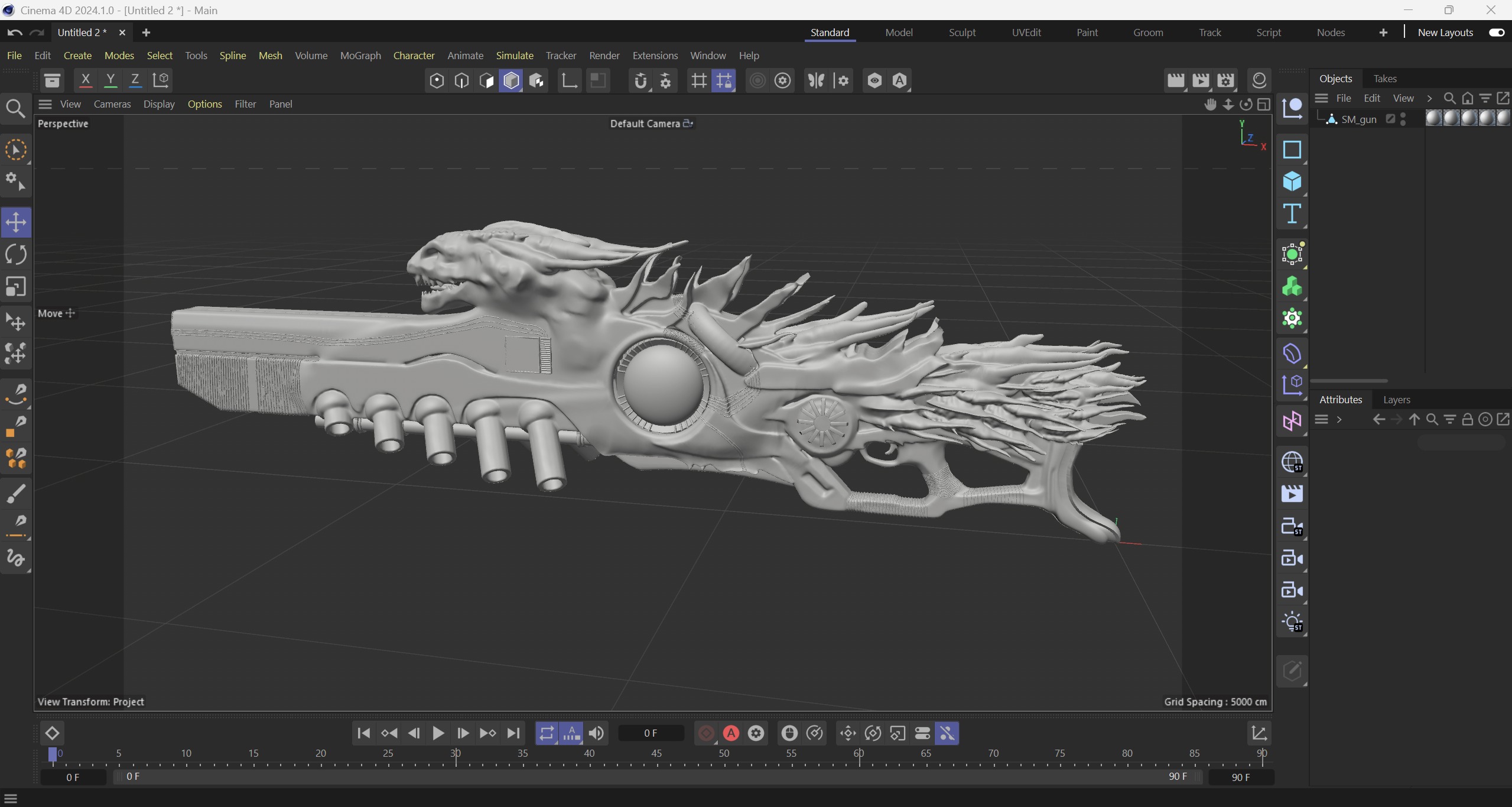 High-Detail Alien Blaster Weapon 3D model_27