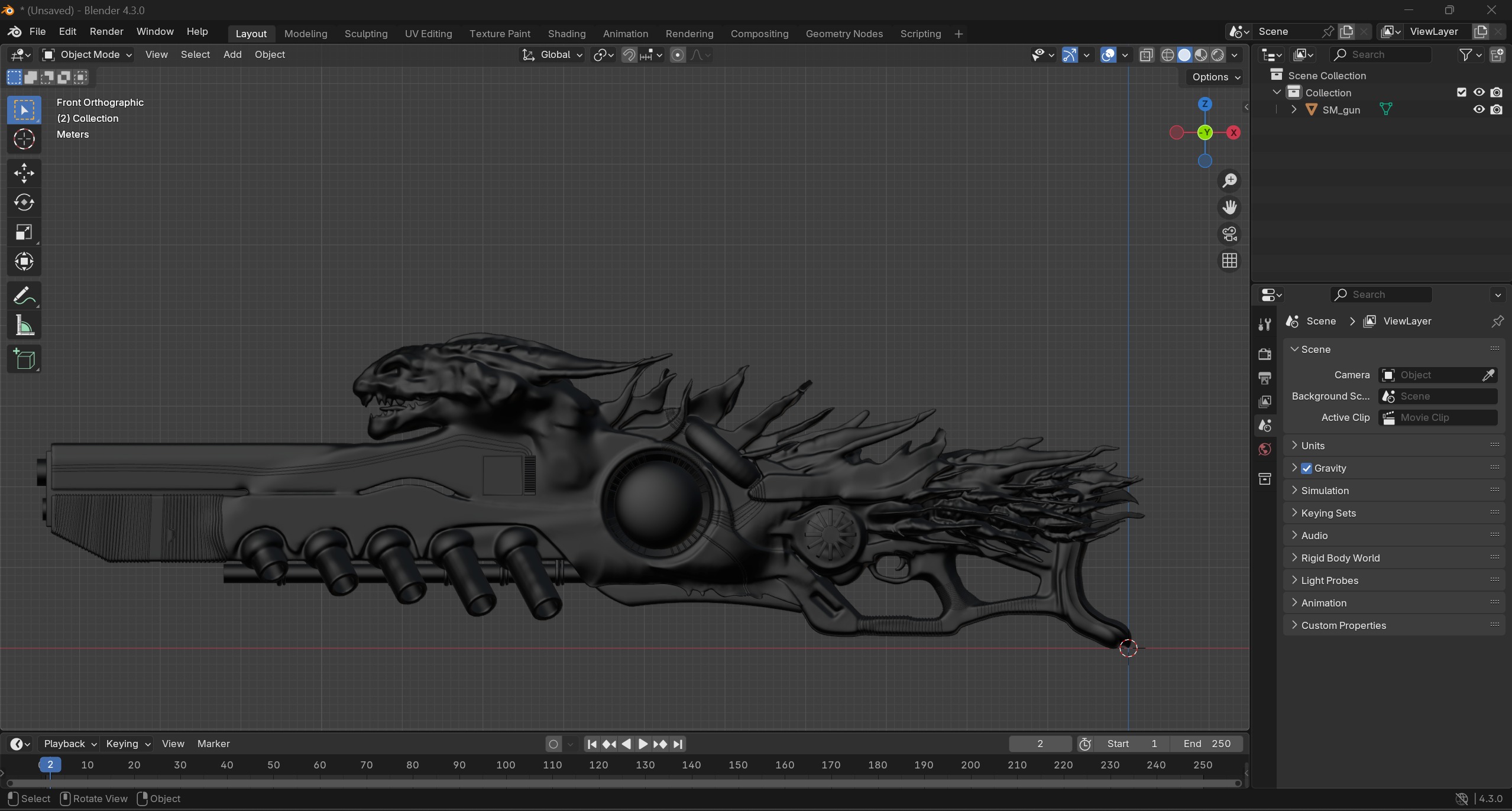 High-Detail Alien Blaster Weapon 3D model_28