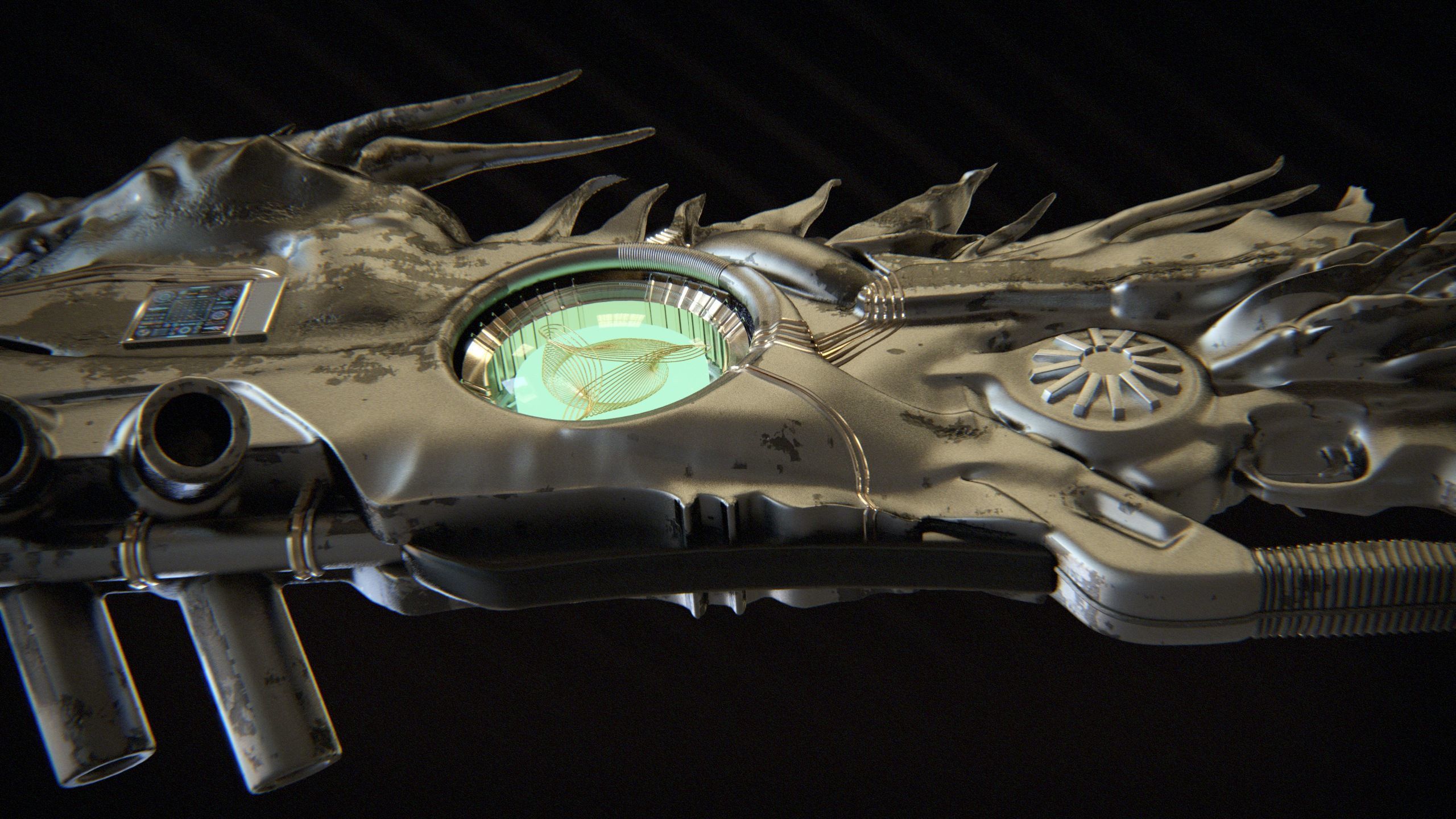 High-Detail Alien Blaster Weapon 3D model_12