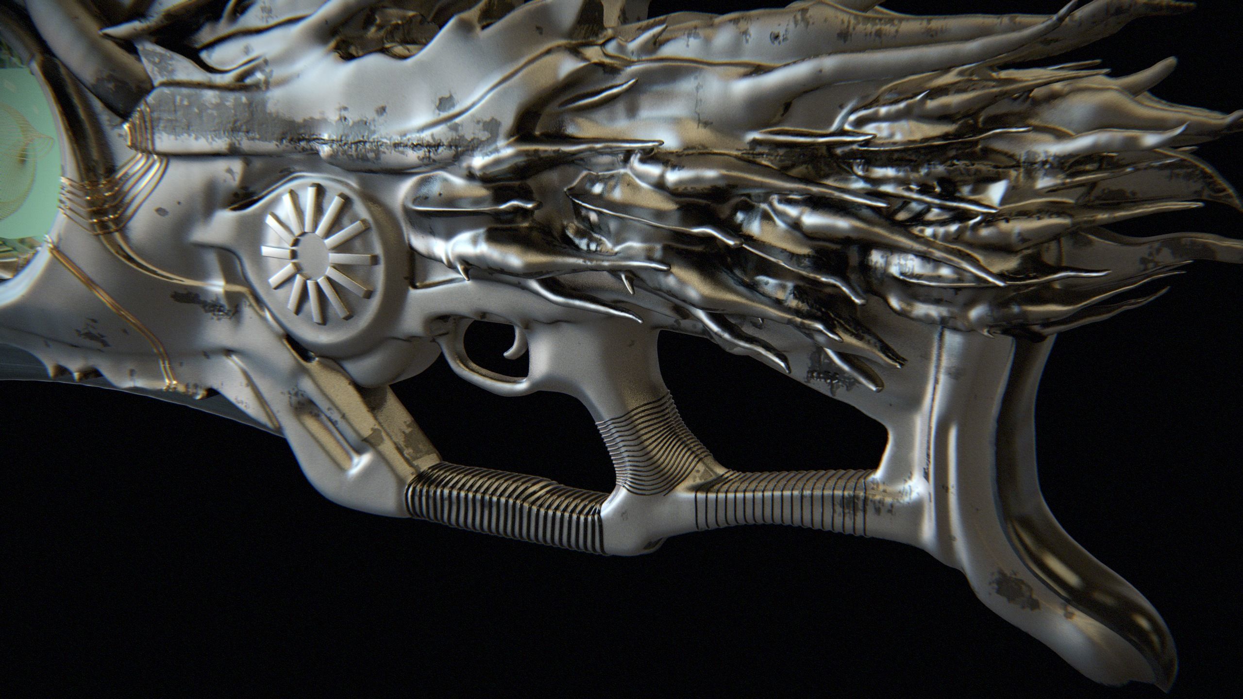 High-Detail Alien Blaster Weapon 3D model_11