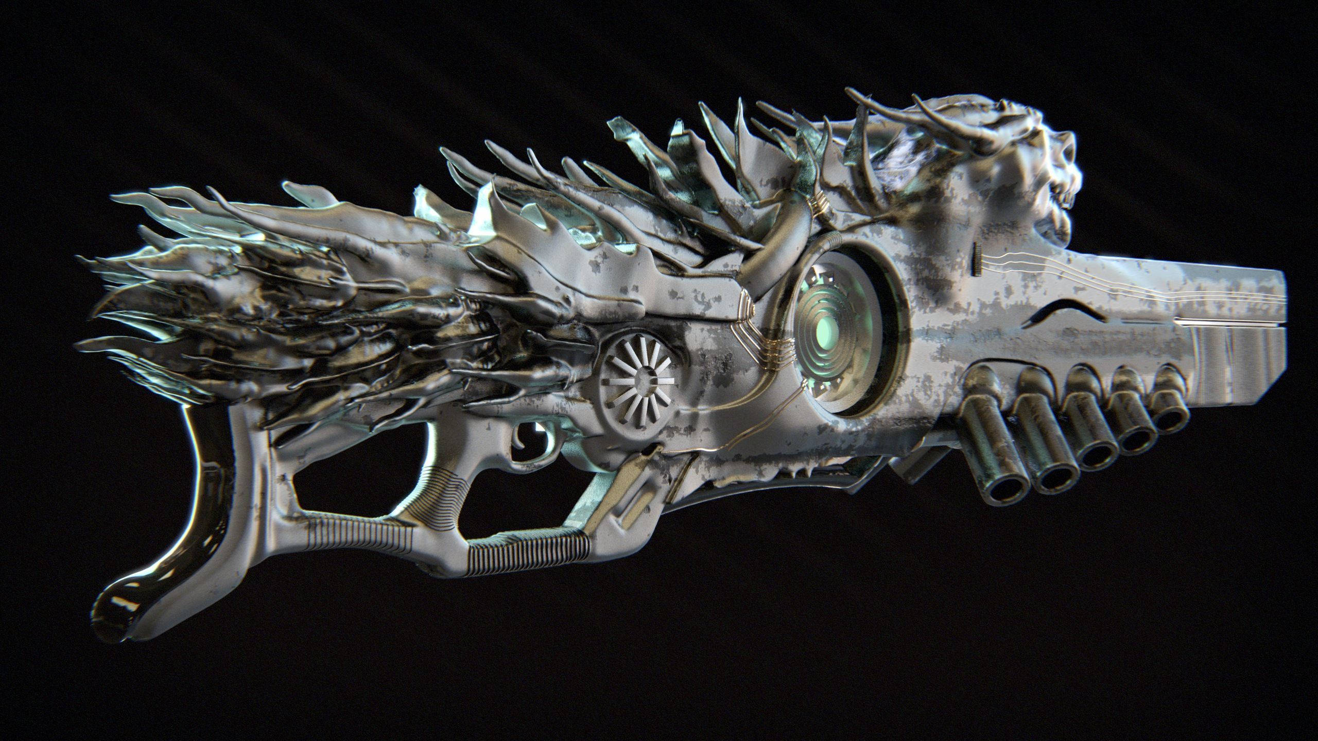 High-Detail Alien Blaster Weapon 3D model_8