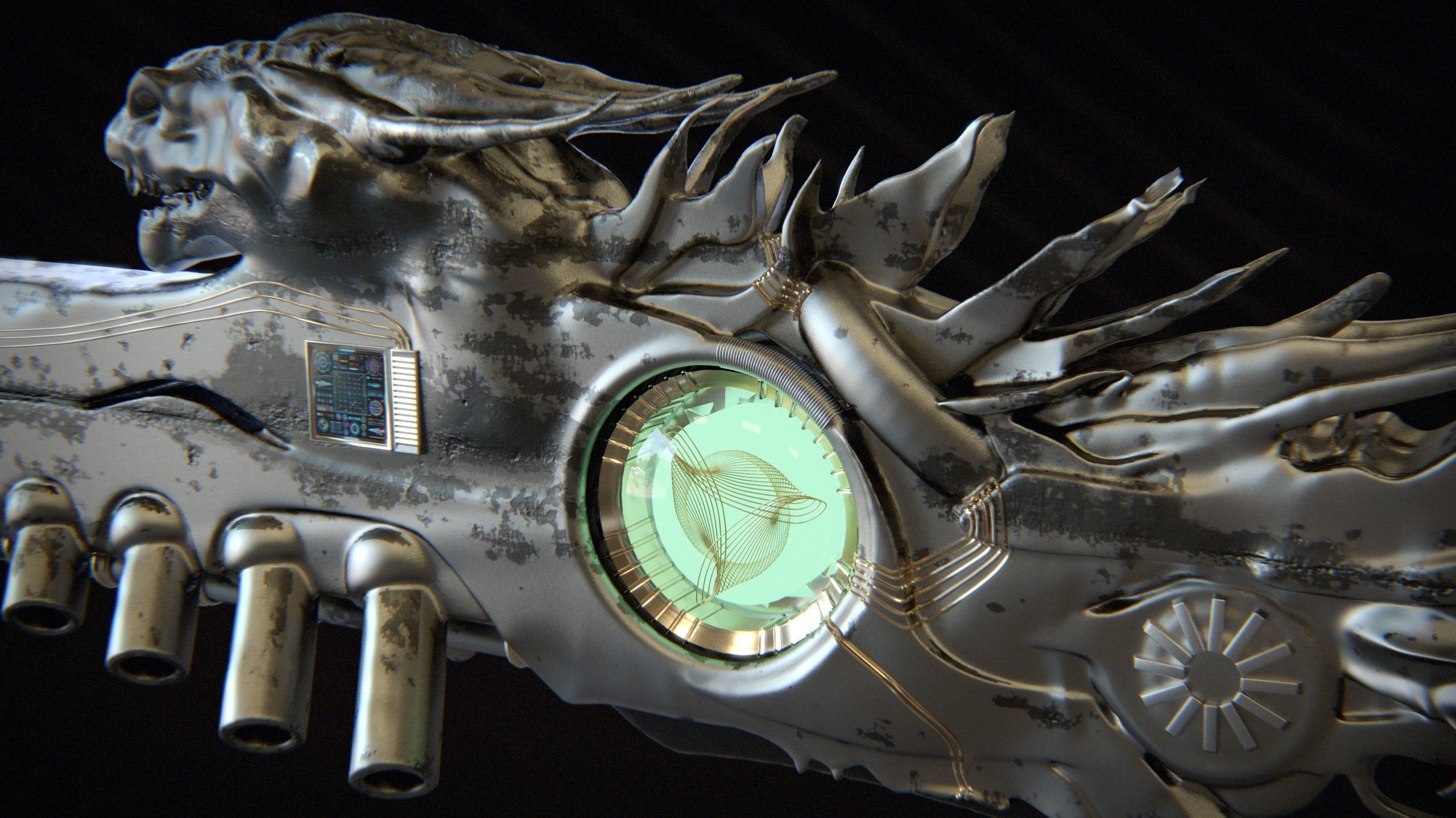 High-Detail Alien Blaster Weapon 3D model_10