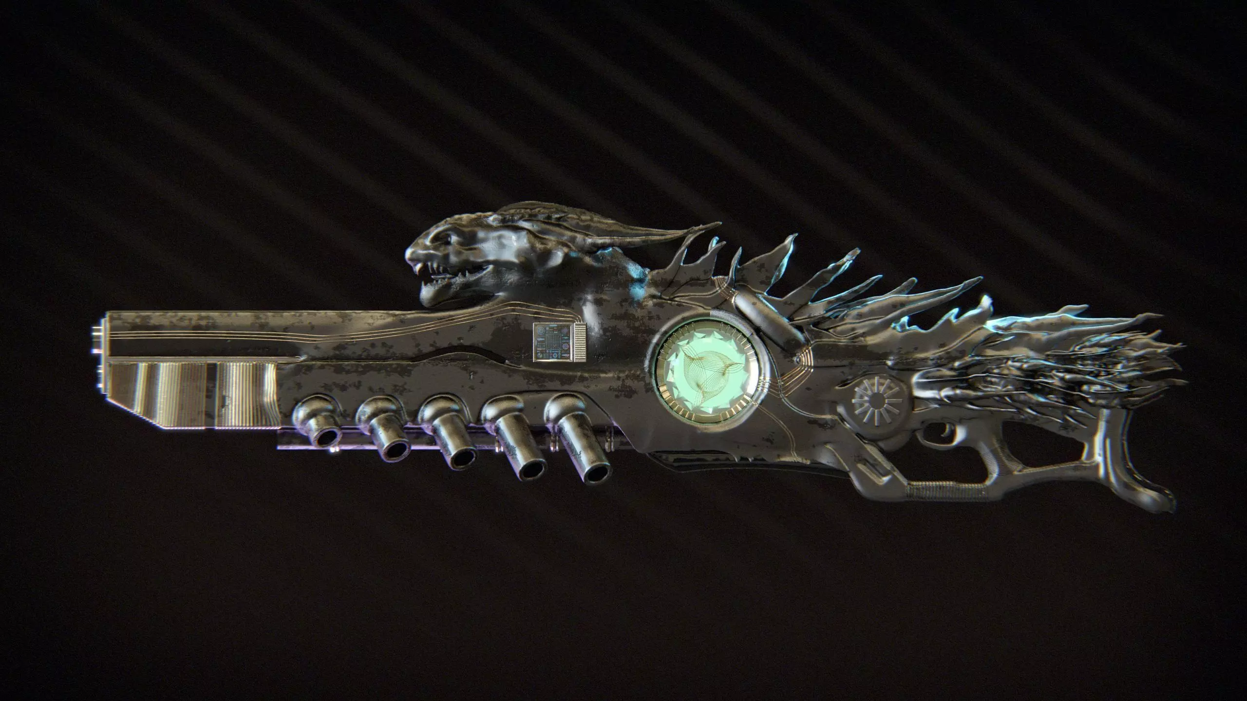 High-Detail Alien Blaster Weapon 3D model_0