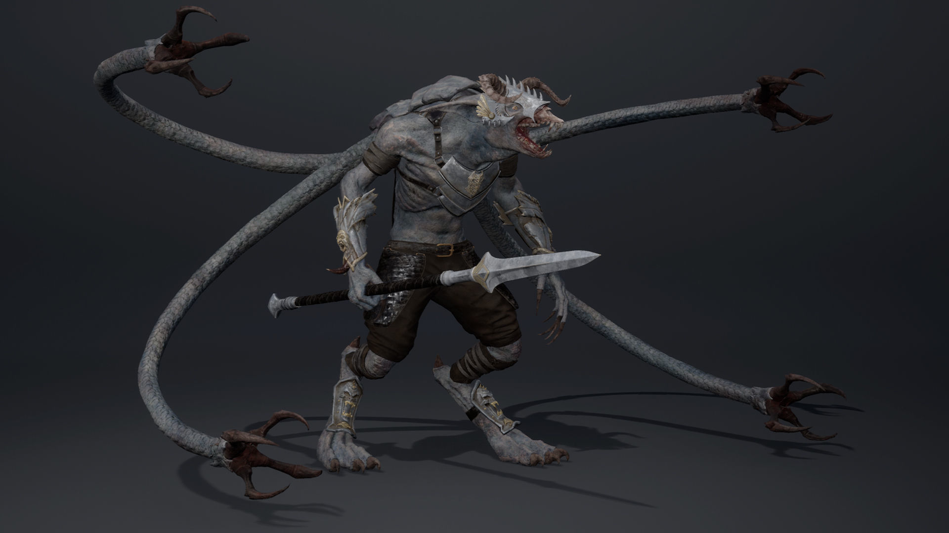 Shadow Spearman Tentacle Low-poly 3D model_20