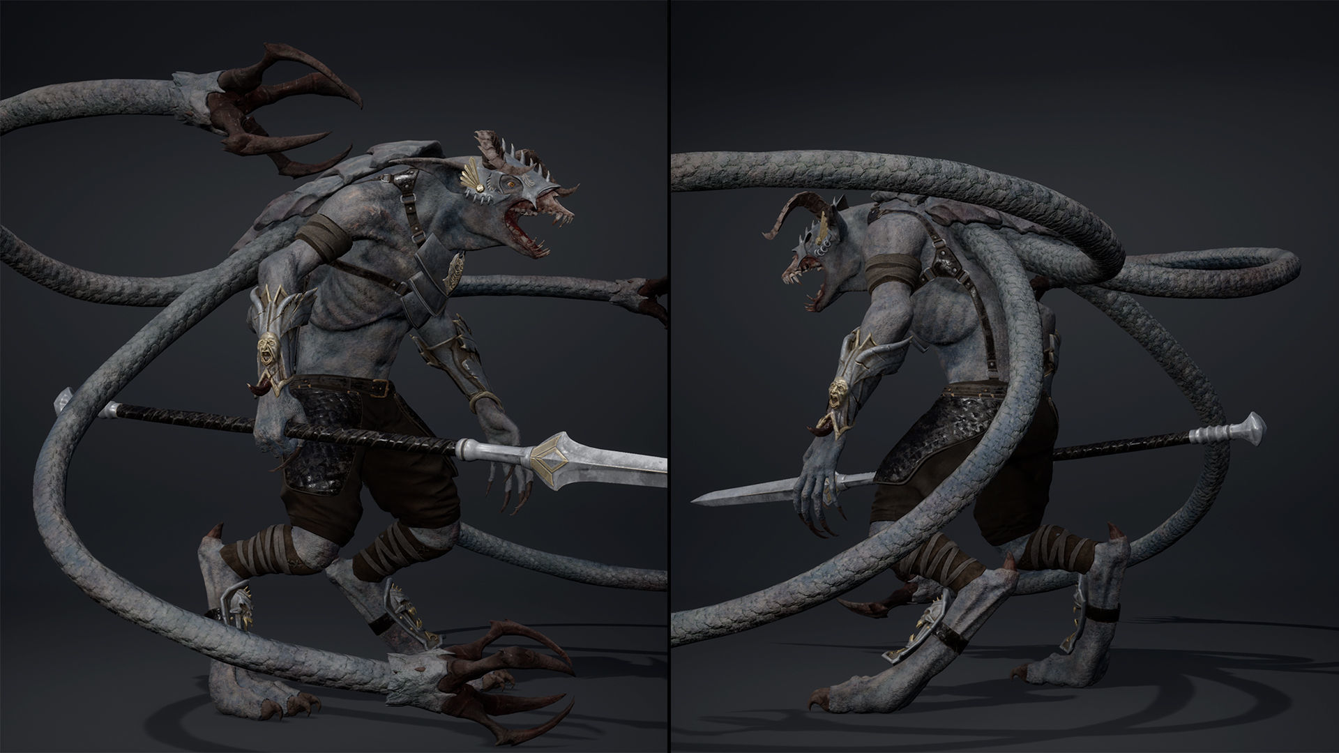 Shadow Spearman Tentacle Low-poly 3D model_8