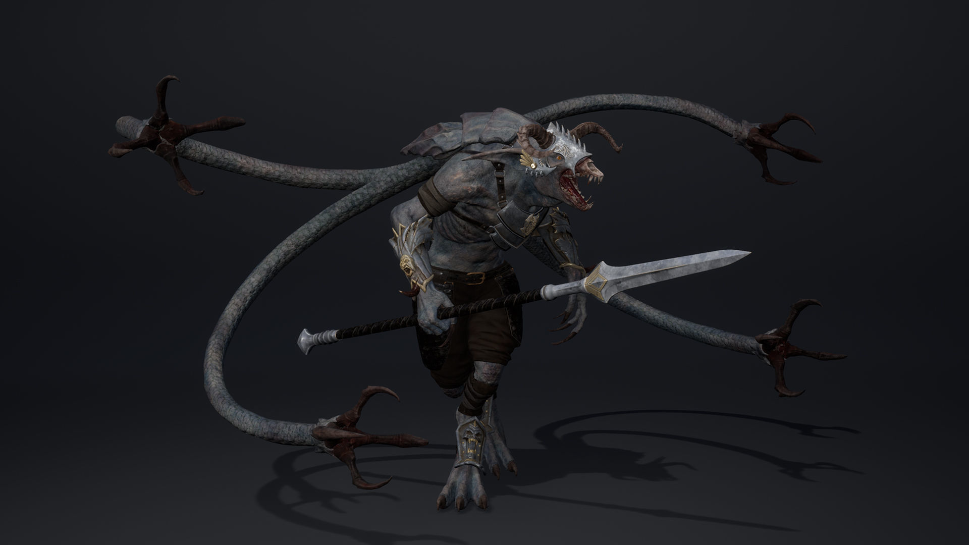 Shadow Spearman Tentacle Low-poly 3D model_13