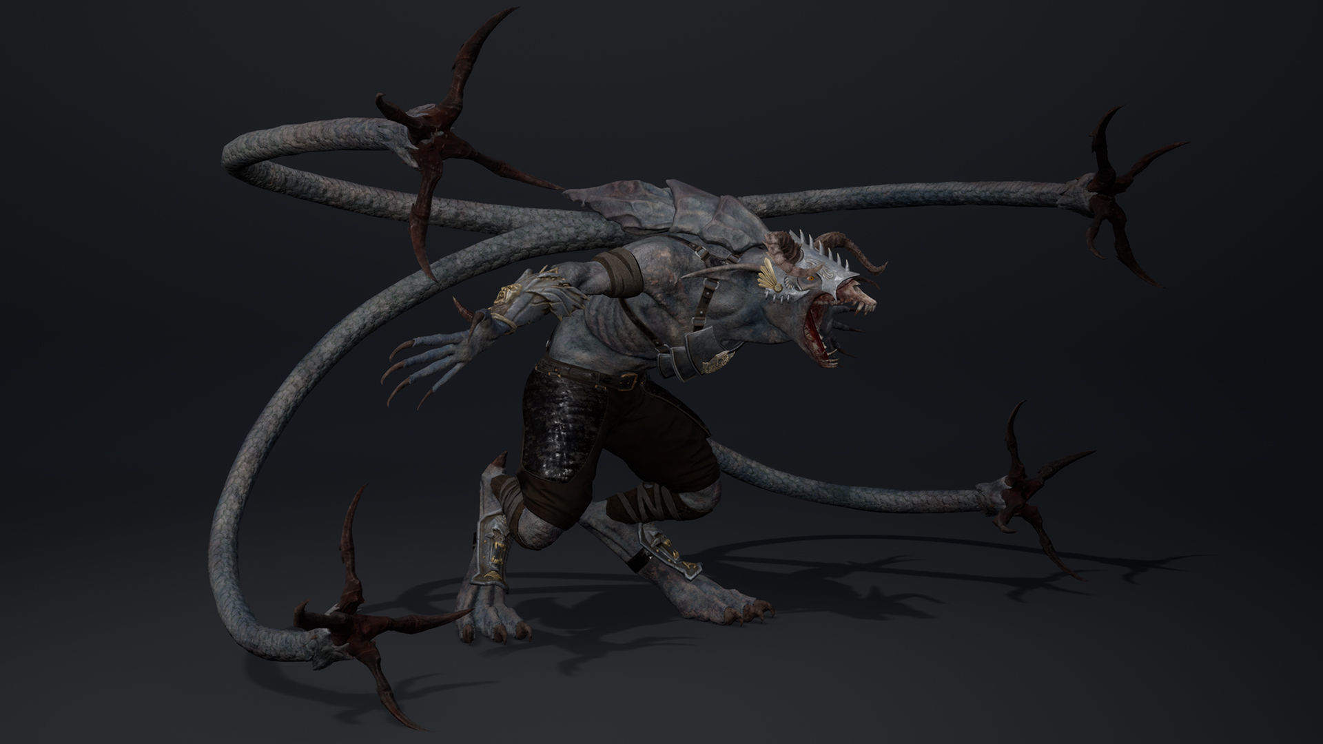 Shadow Spearman Tentacle Low-poly 3D model_24