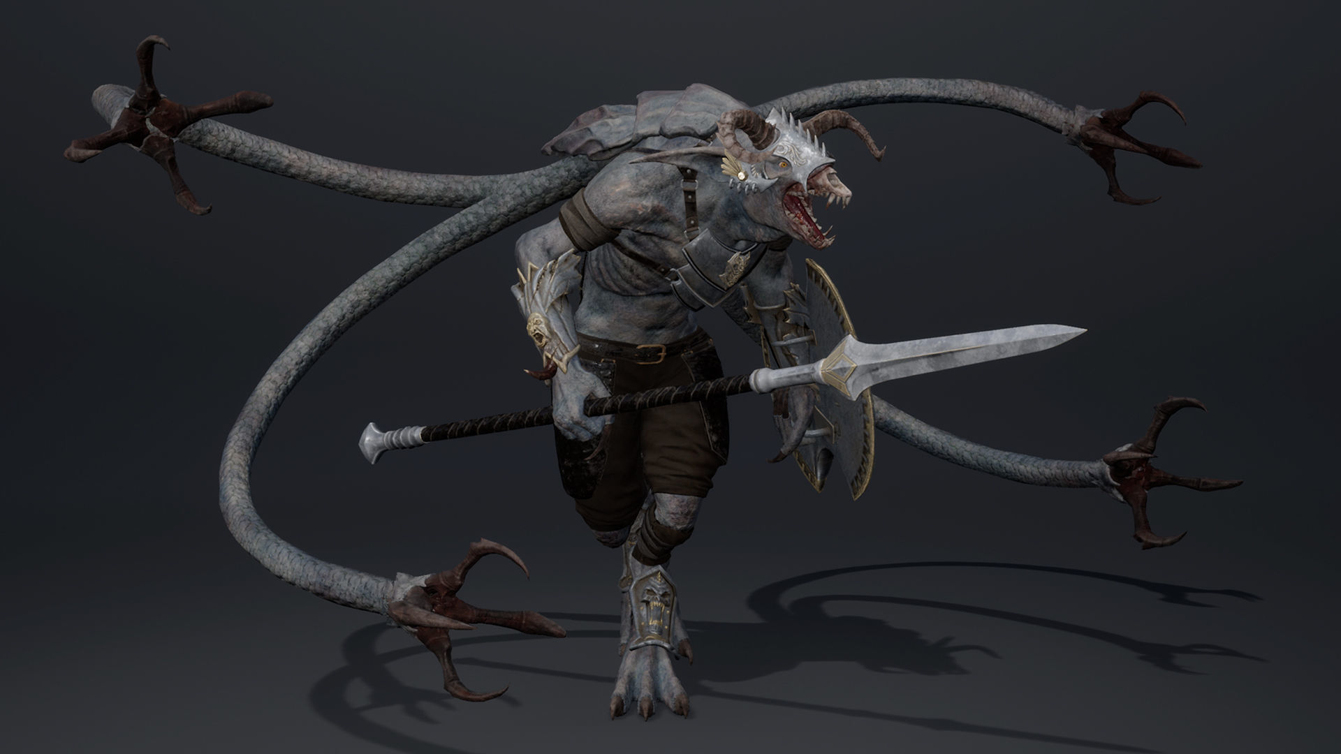 Shadow Spearman Tentacle Low-poly 3D model_11