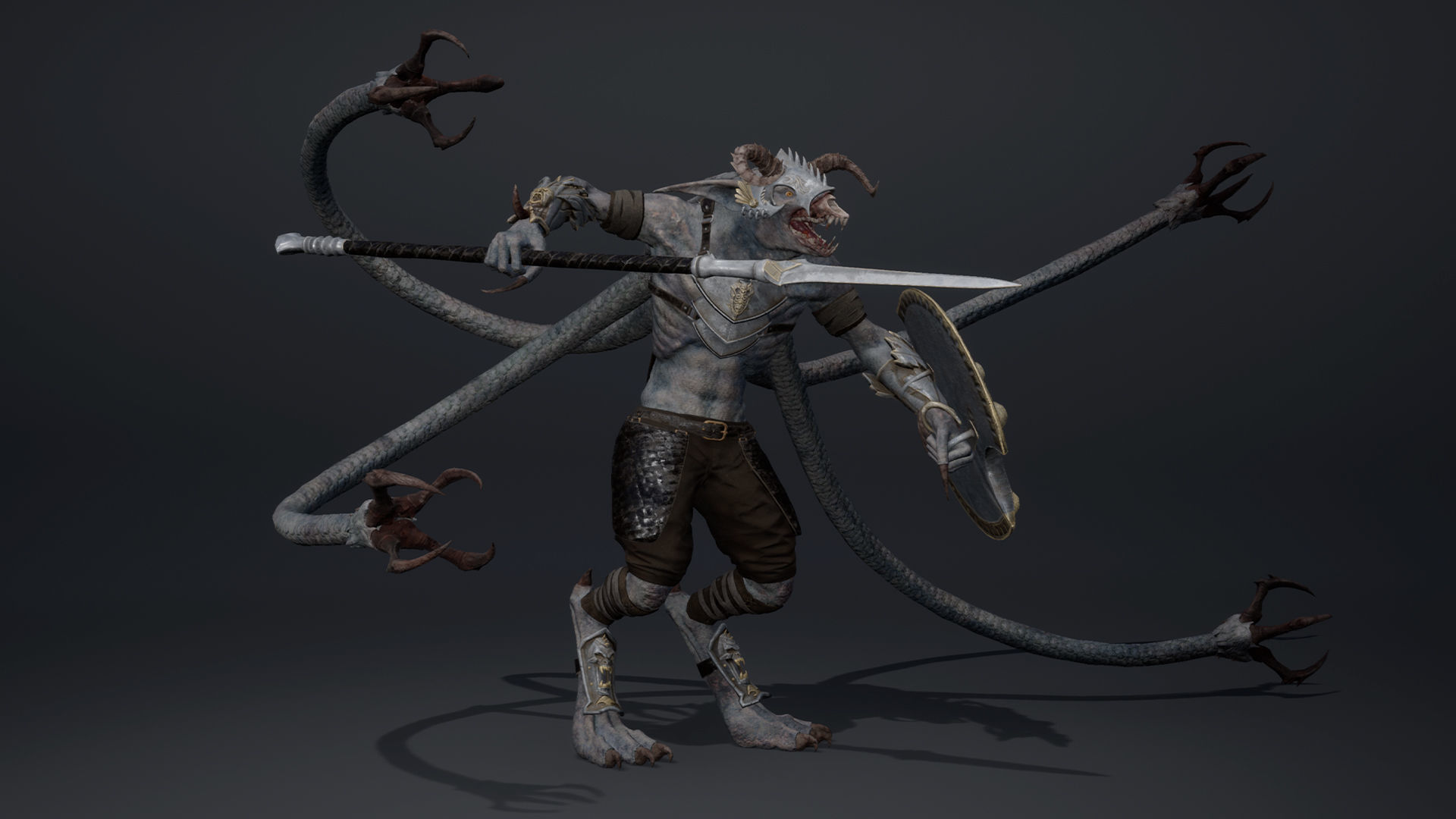 Shadow Spearman Tentacle Low-poly 3D model_10