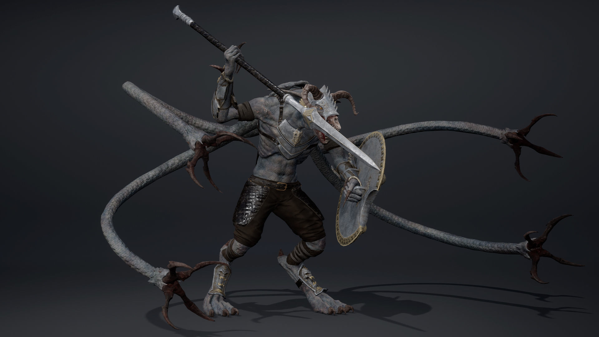 Shadow Spearman Tentacle Low-poly 3D model_5