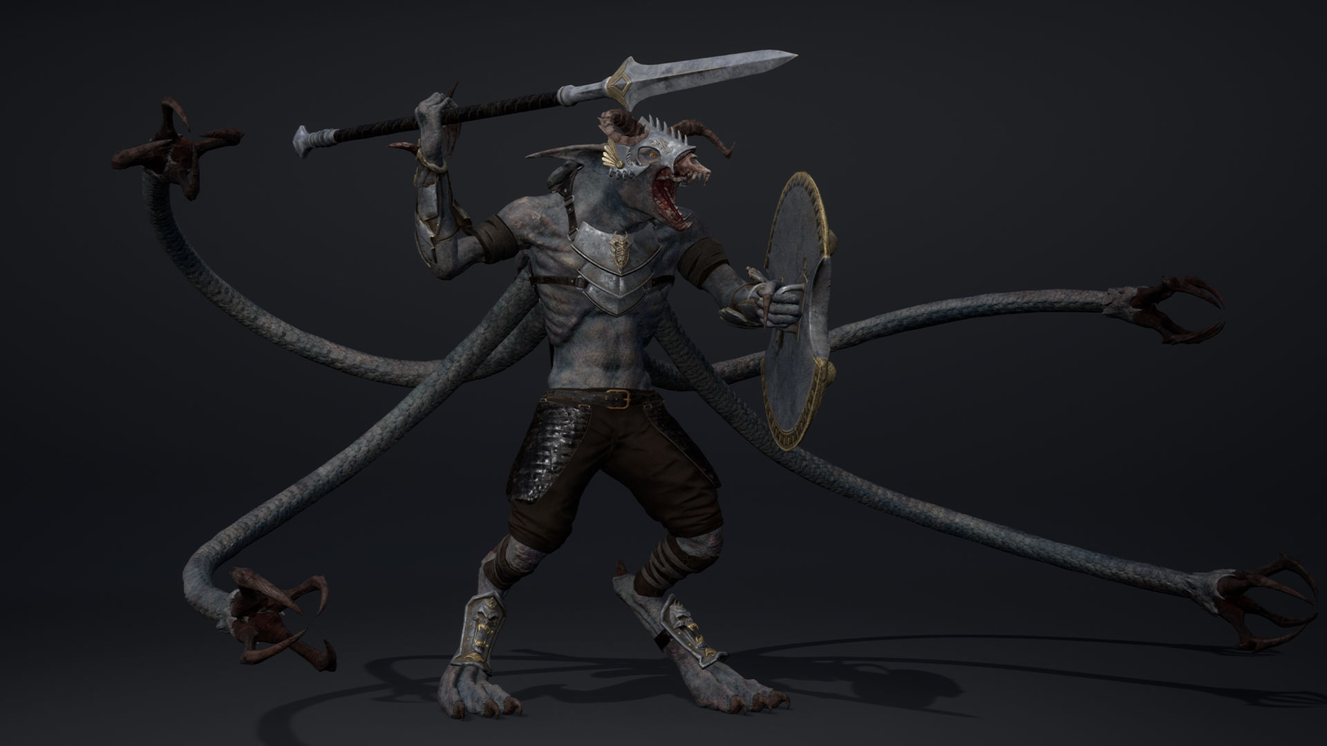 Shadow Spearman Tentacle Low-poly 3D model_15