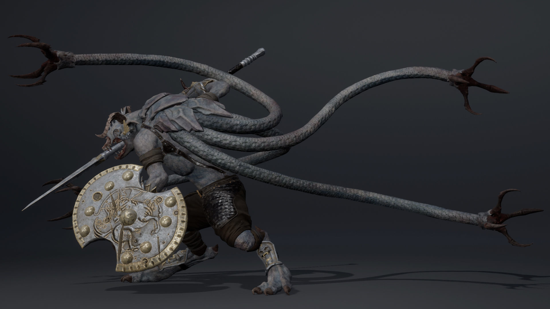 Shadow Spearman Tentacle Low-poly 3D model_7