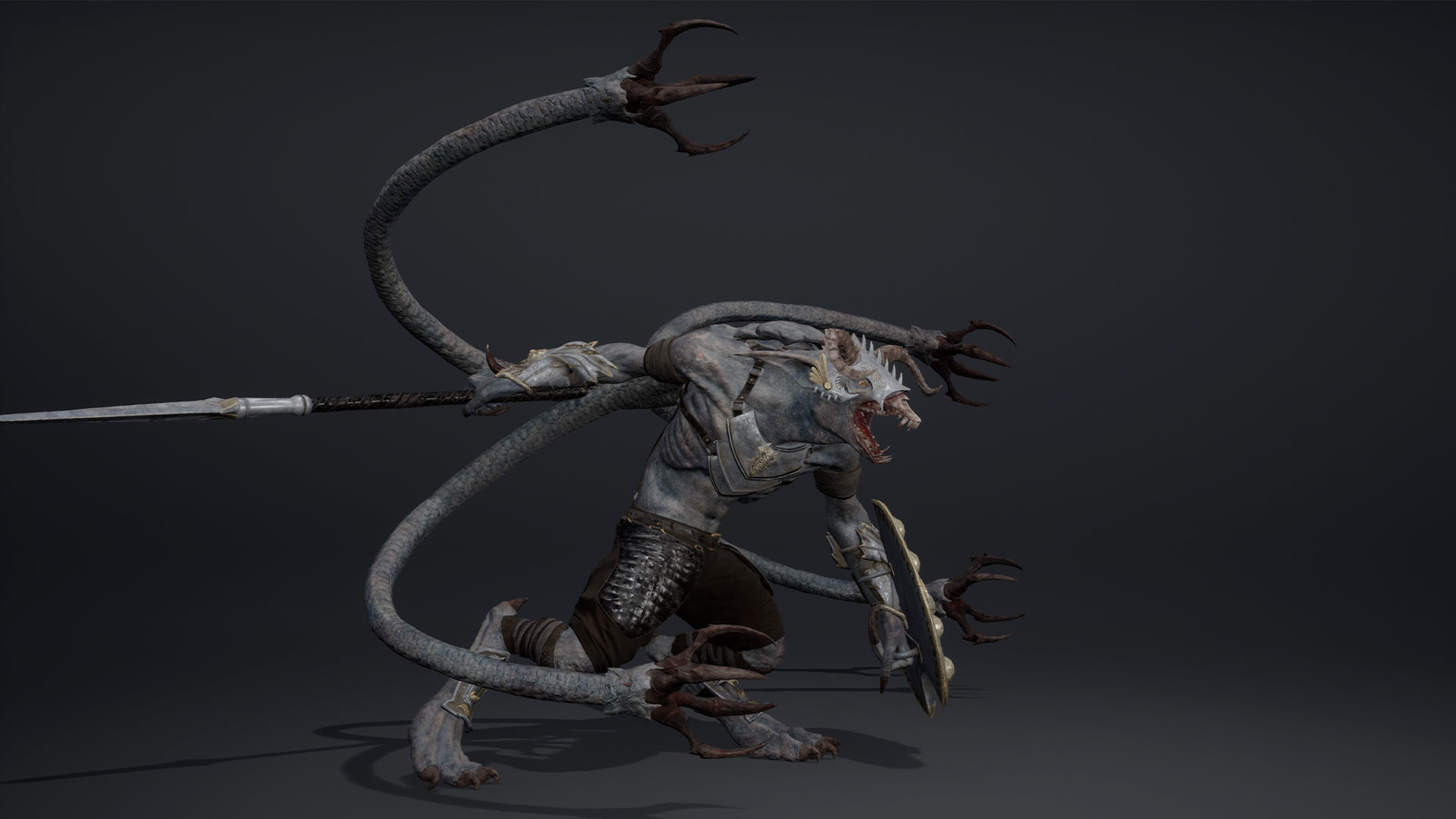 Shadow Spearman Tentacle Low-poly 3D model_16