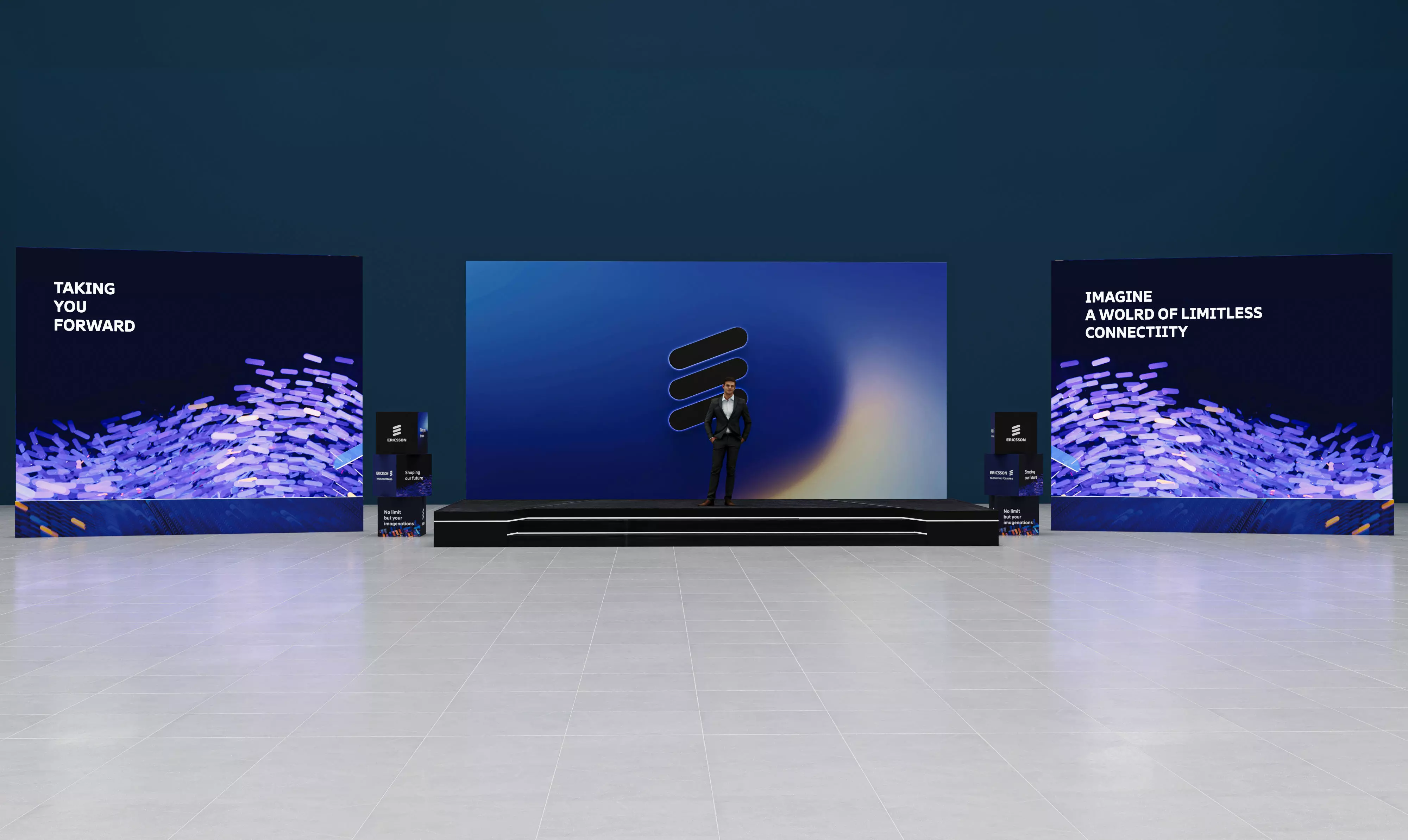 stage with gate with cube 3D model_0