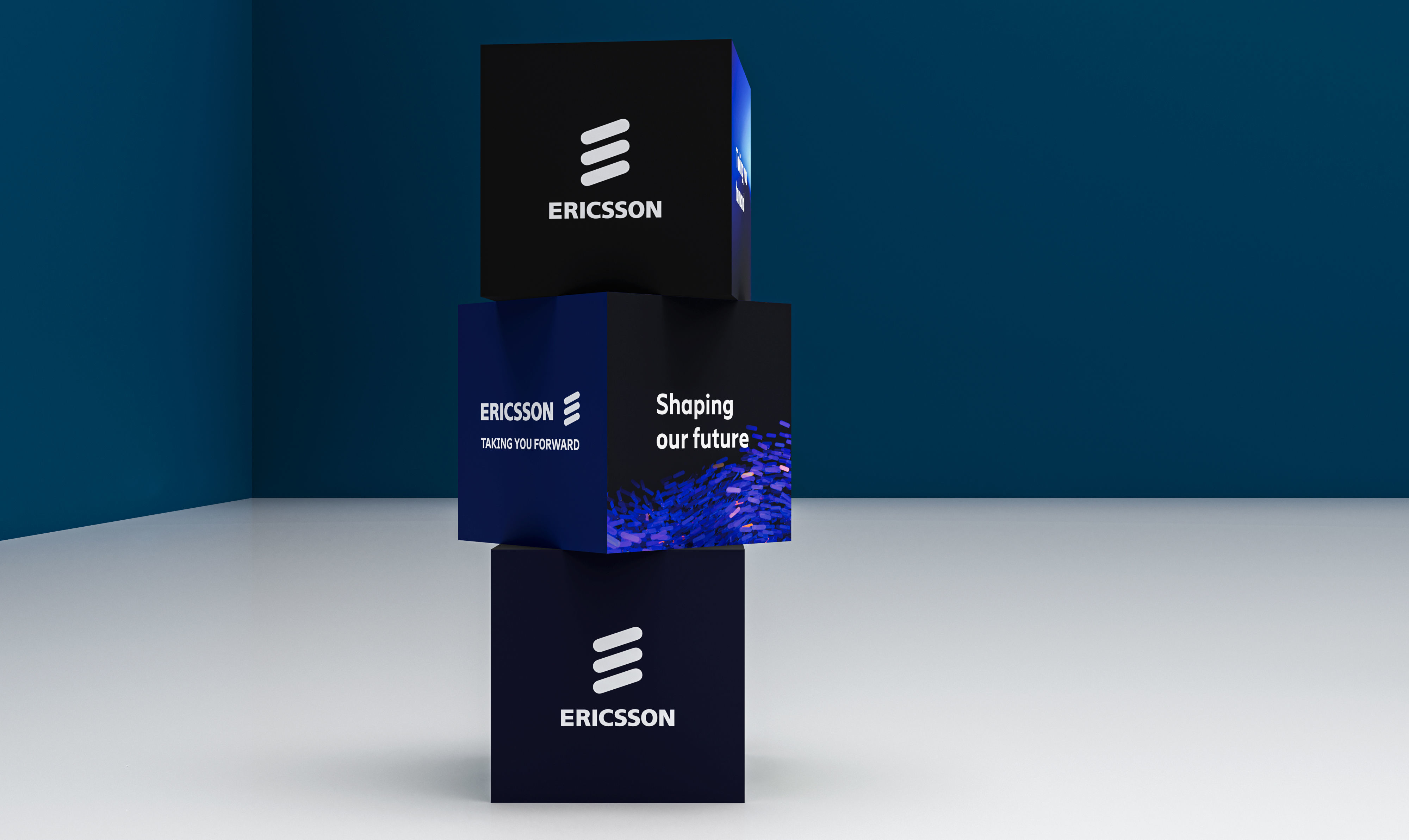 stage with gate with cube 3D model_2