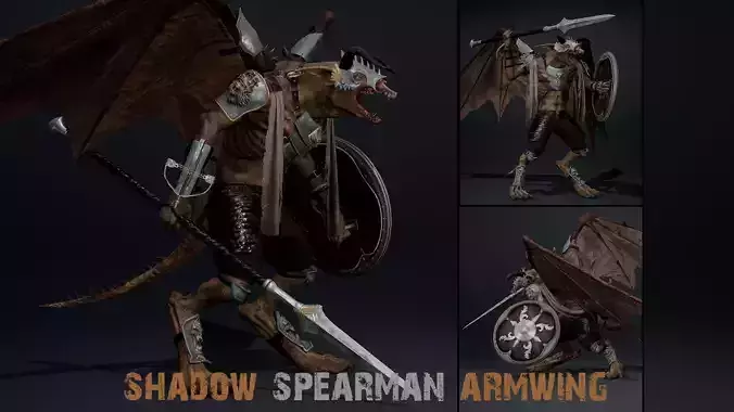 Shadow Spearman ArmWing Low-poly 3D model