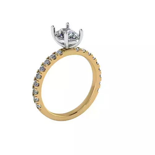 Two tone oval shape engagement ring