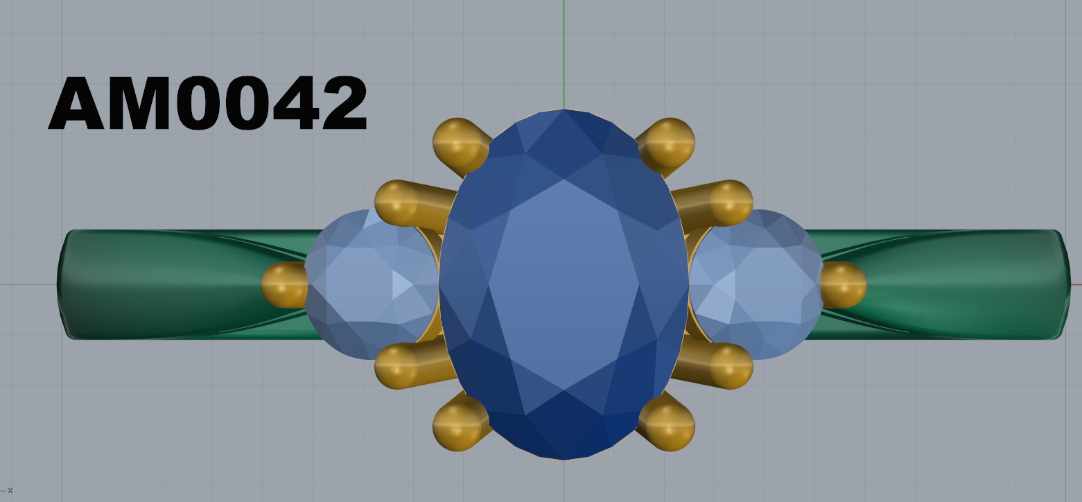three stone two tone ring 3D print model_8