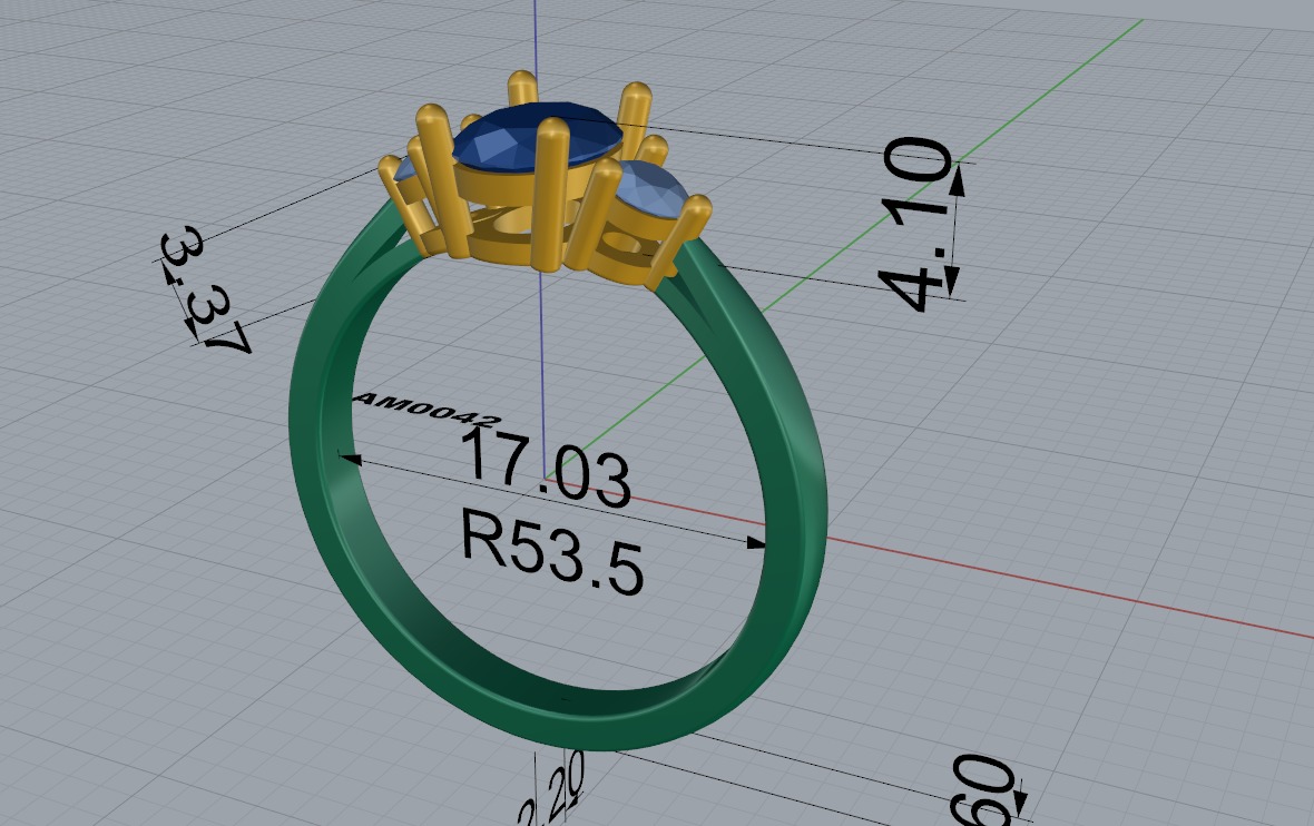 three stone two tone ring 3D print model_9