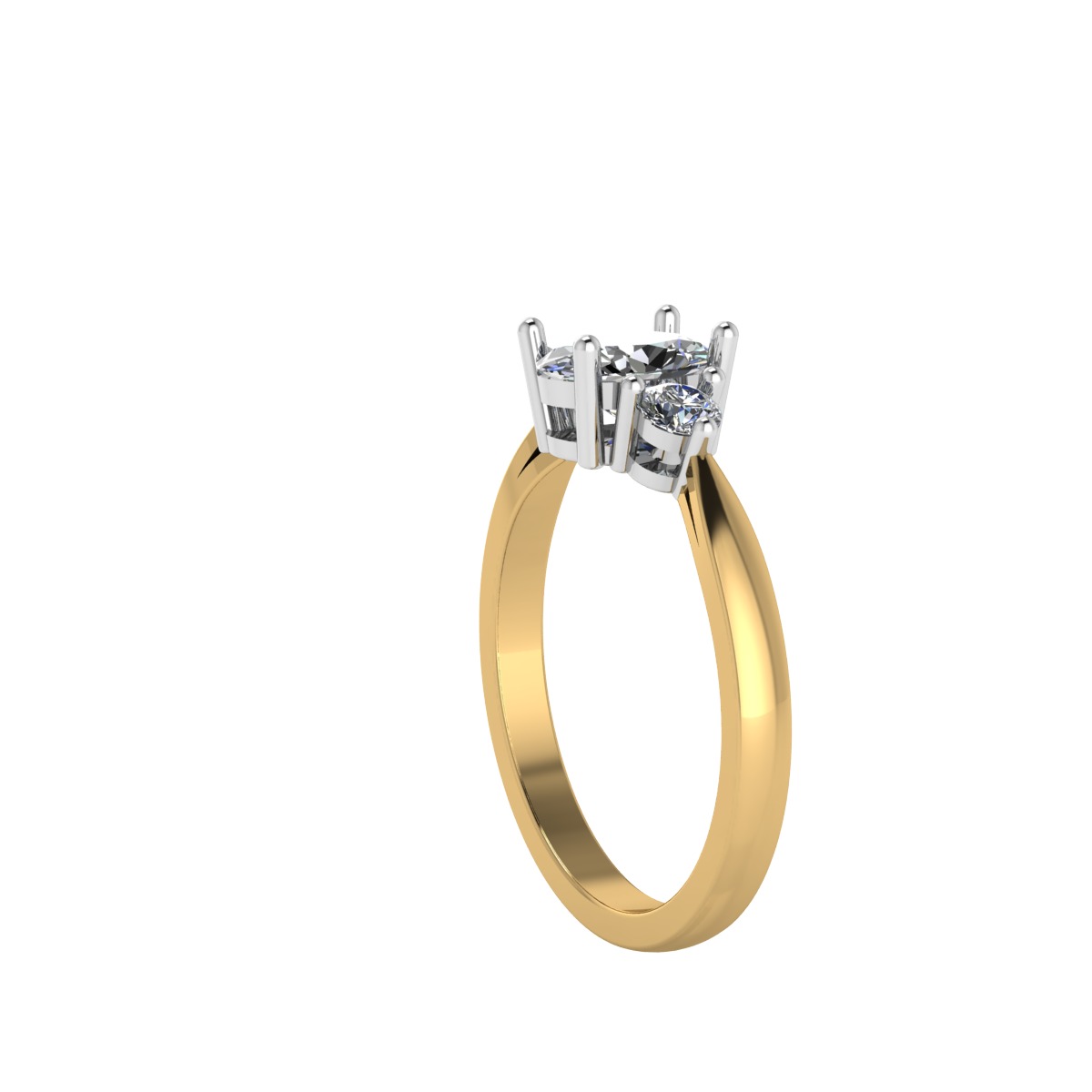 three stone two tone ring 3D print model_3