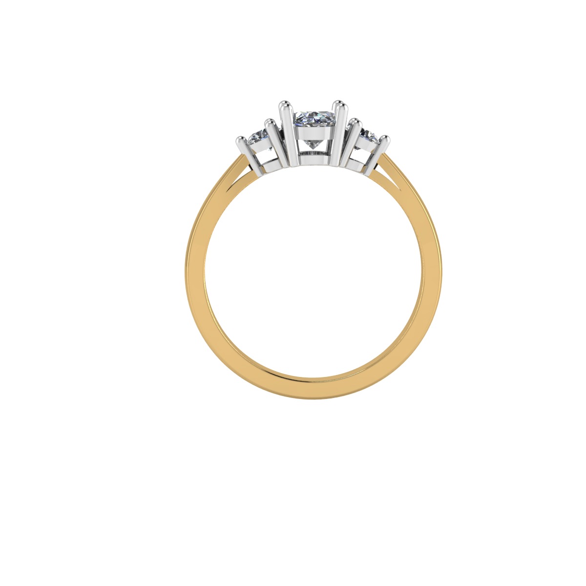three stone two tone ring 3D print model_2
