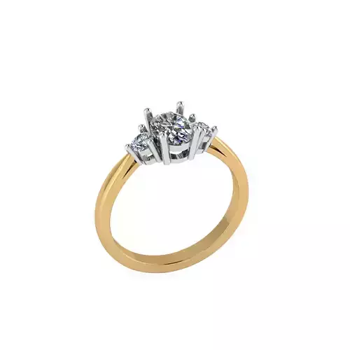 three stone two tone ring 3D print model