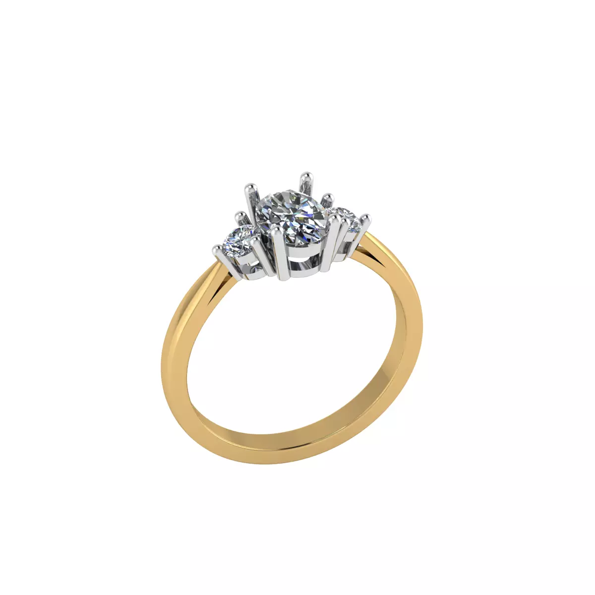 three stone two tone ring 3D print model_0