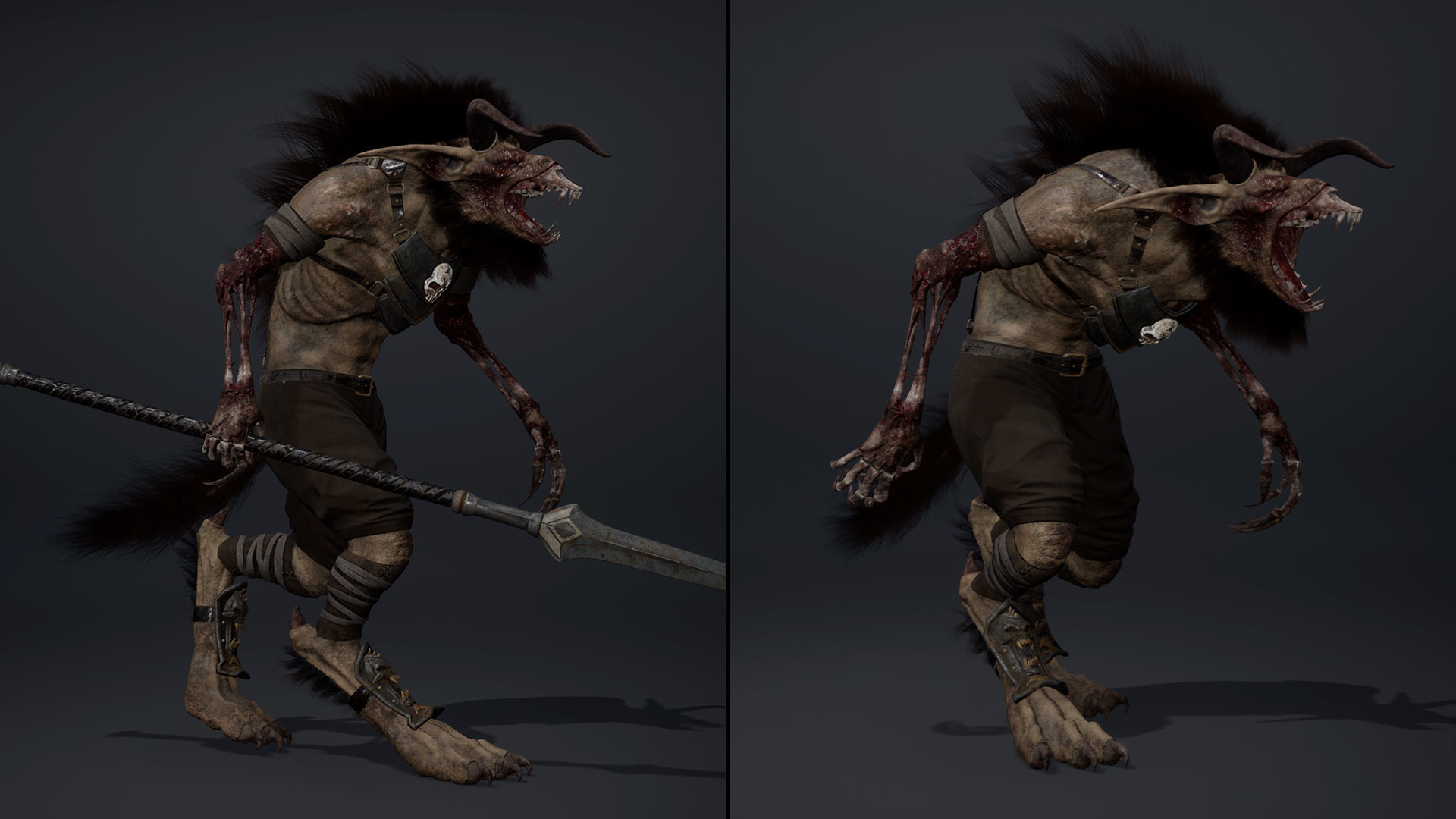 Shadow Spearman Damaged Low-poly 3D model_16