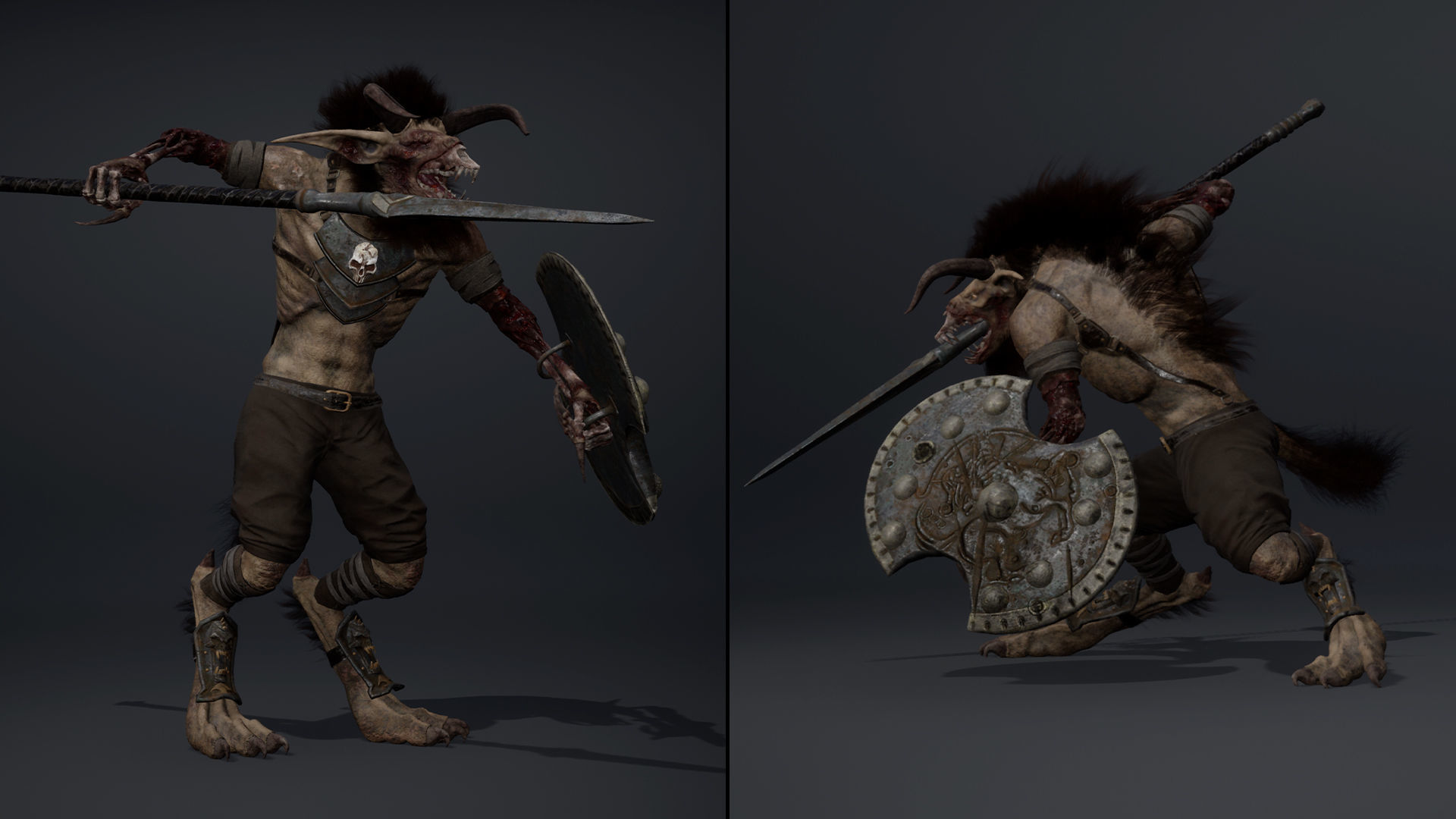 Shadow Spearman Damaged Low-poly 3D model_13