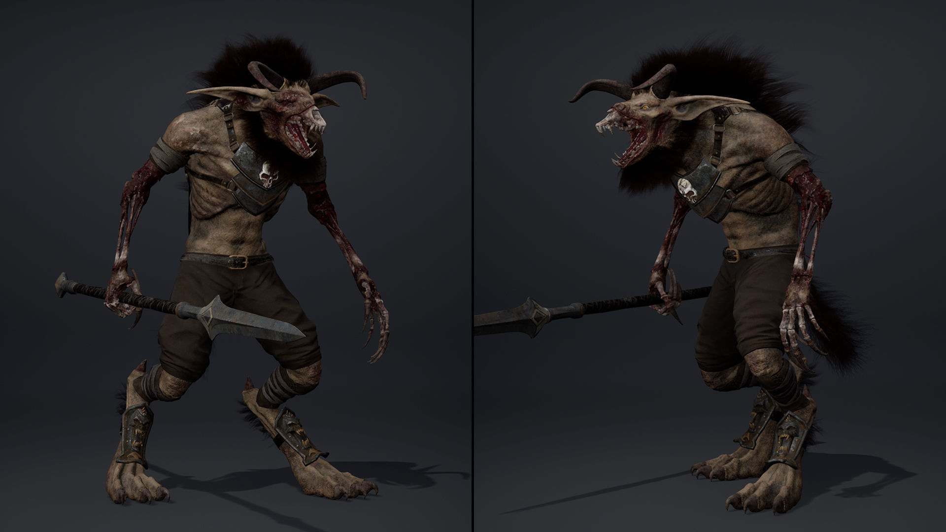 Shadow Spearman Damaged Low-poly 3D model_14